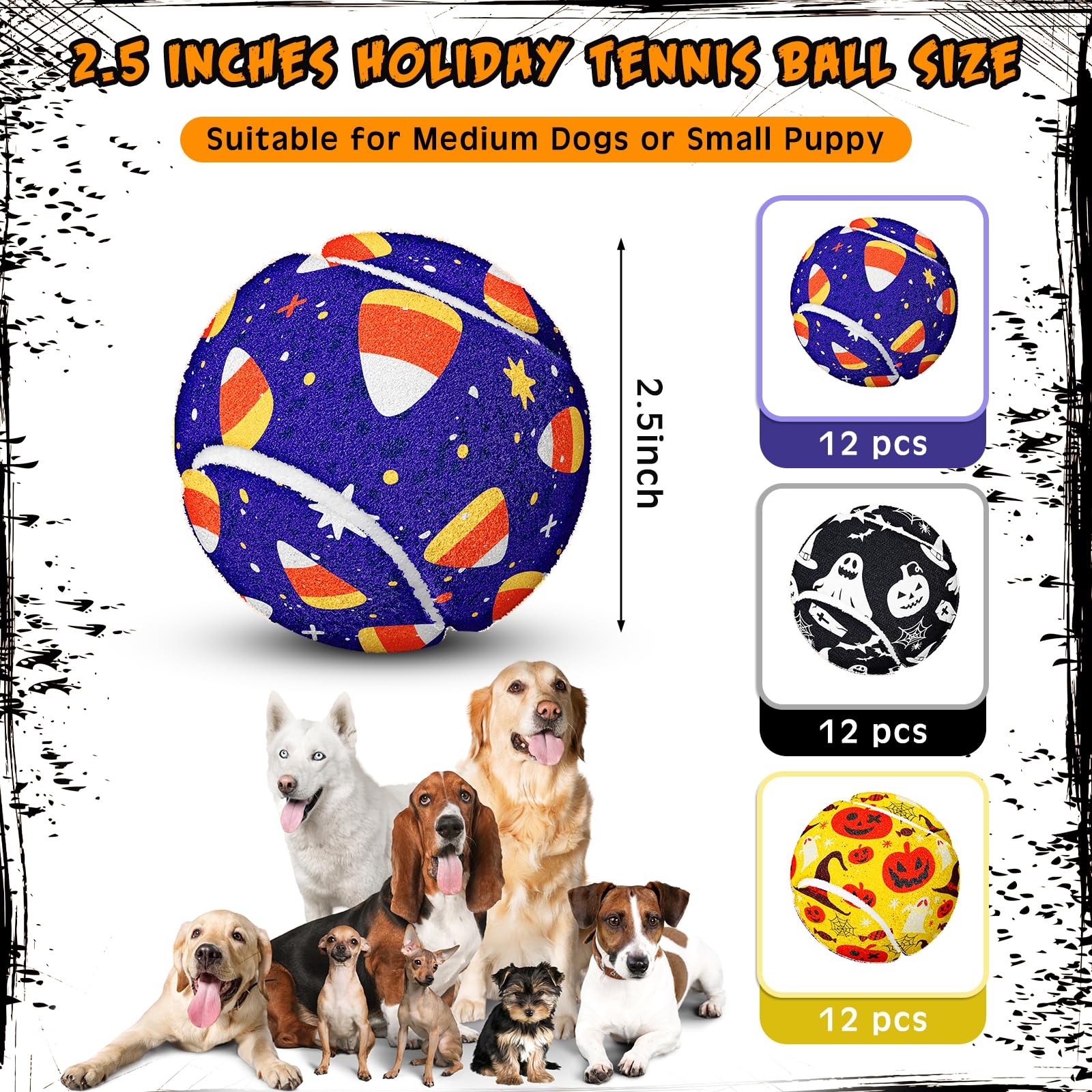 Libima ghost-style Halloween dog tennis ball for playful chasing and interactive play.