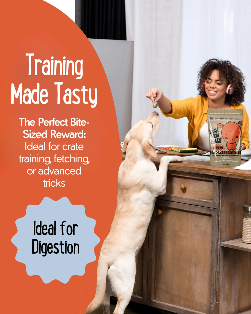 Lick You Silly portable resealable pouch keeps treats fresh during outdoor walks.
