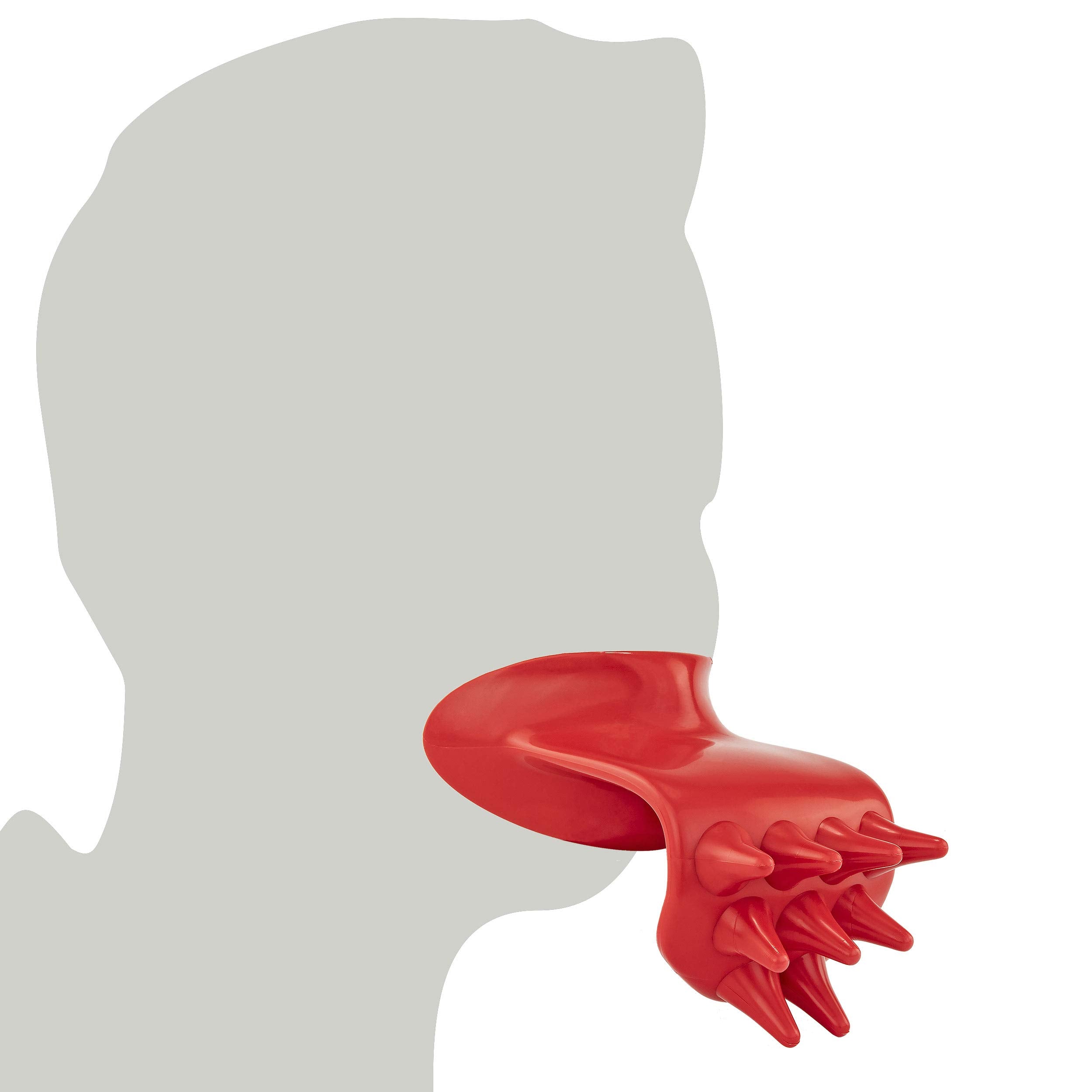 Lick'em mouthpiece with pegs close-up highlighting gentle scratching design for cats.