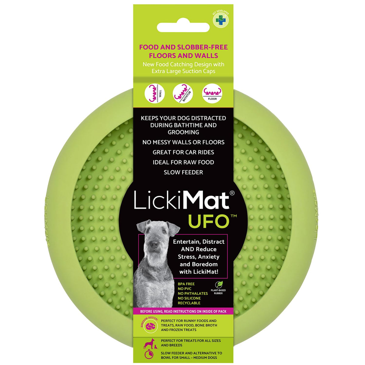 LickiMat UFO con cazador de comida evita goteos durante la merienda.