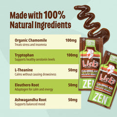Licks Dog Zen Calming Aid USA-sourced ingredients badge on packaging