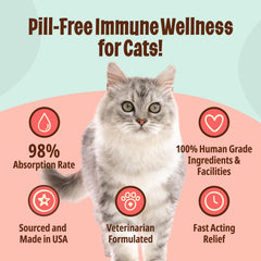 Licks Pill Free Cat Immunity liquid dispense view highlighting easy dosing.