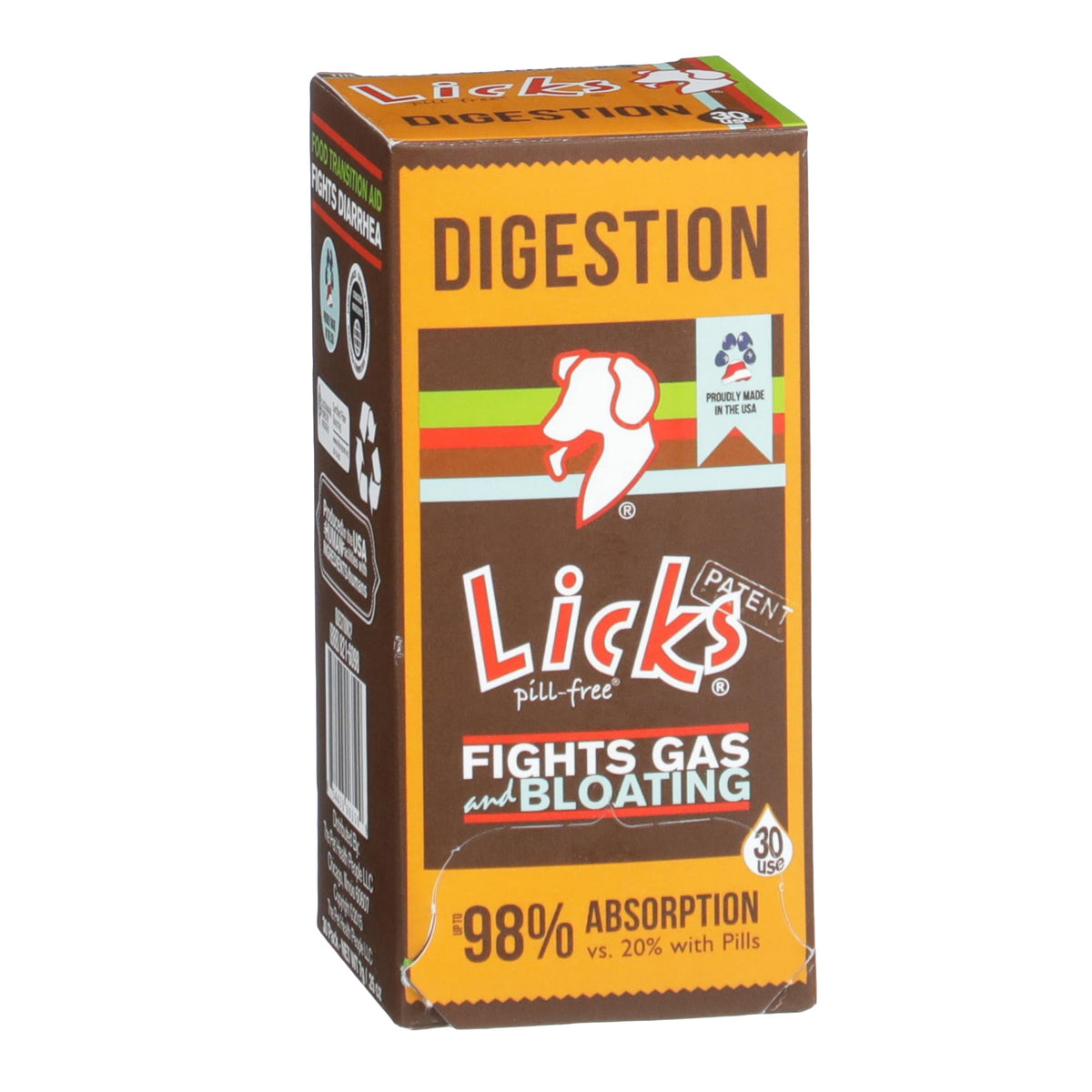Licks Pill Free dog digestion enzymes bottle pour shows meal-time support for gentle digestion