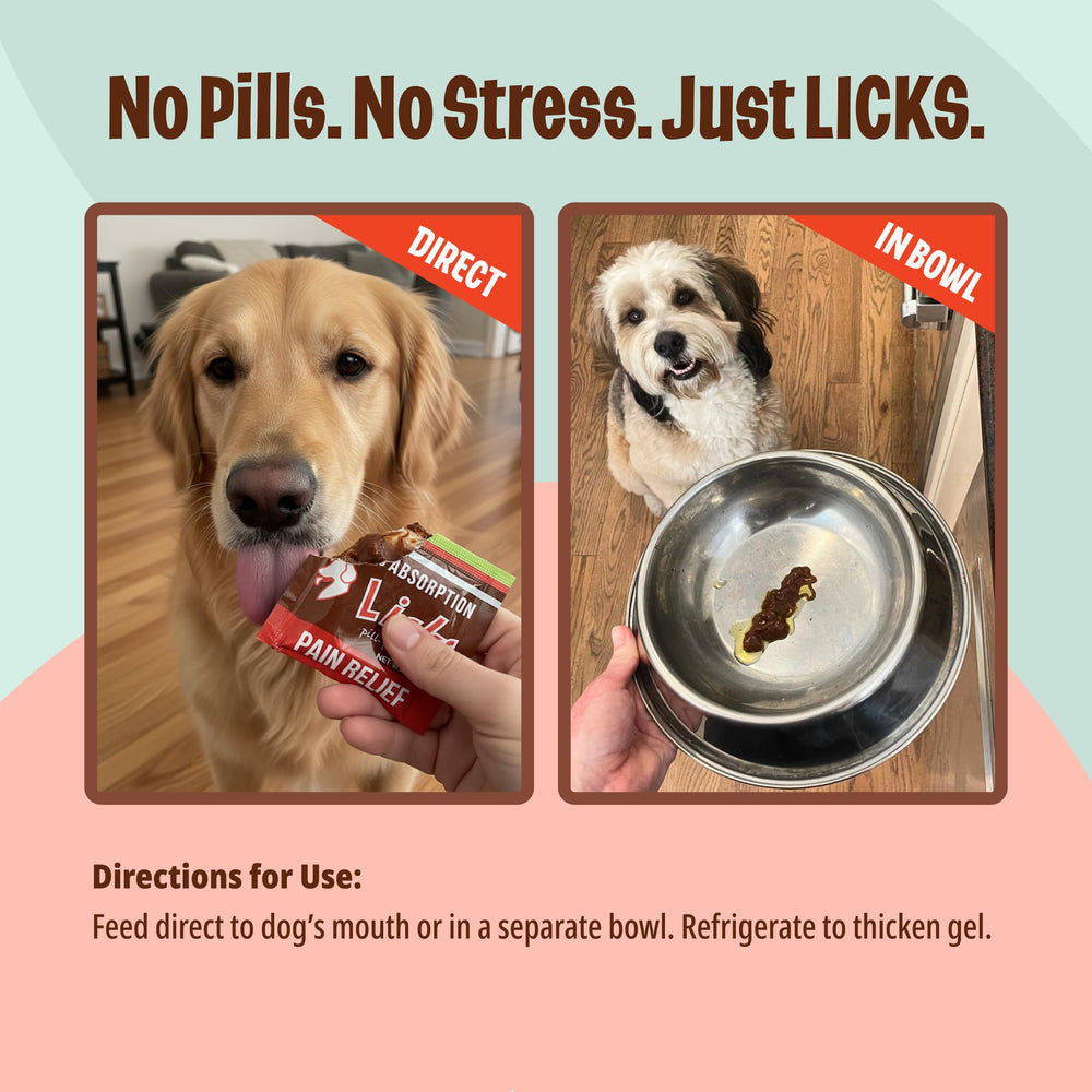 Licks Pill Free product label highlights 30-use convenience and clarity.