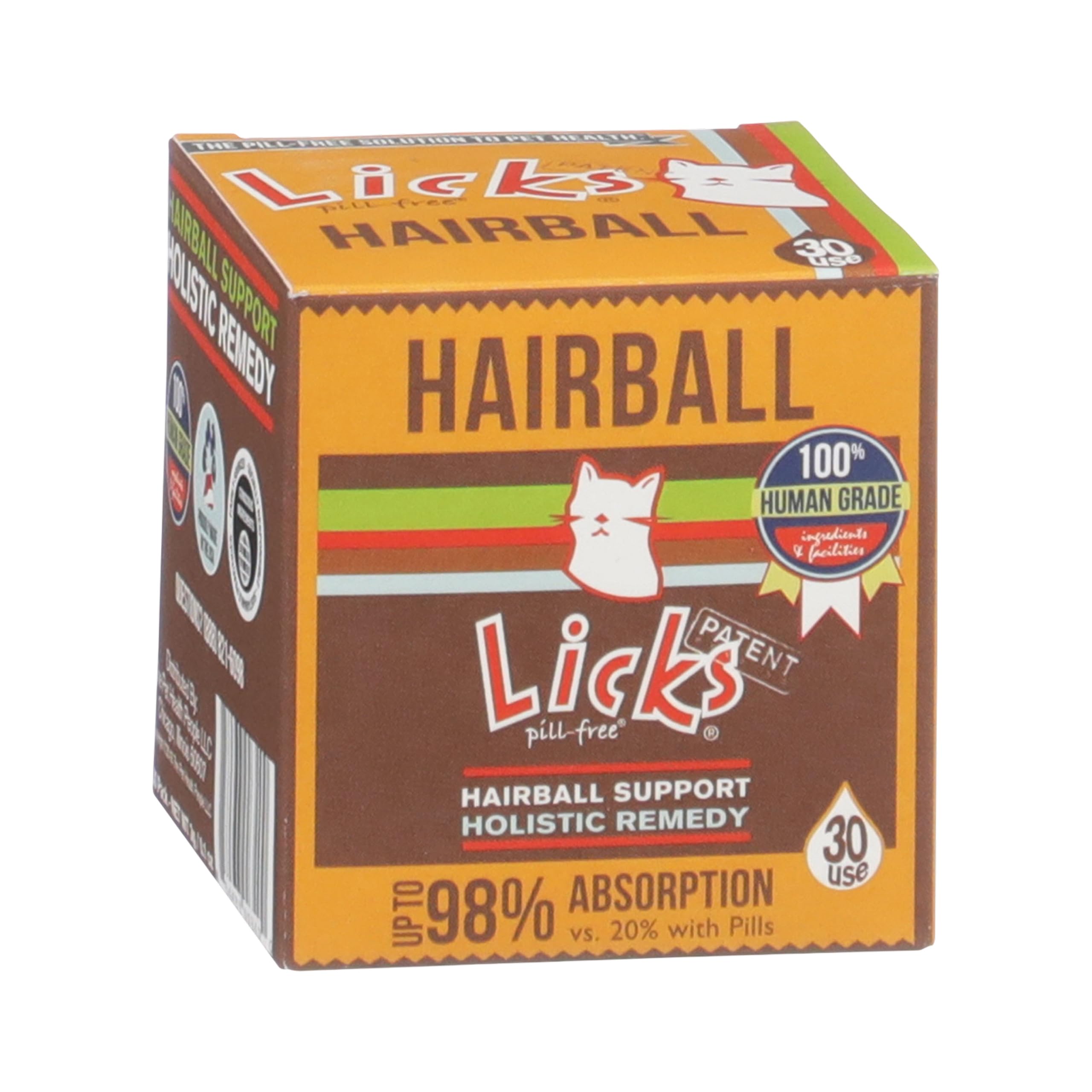 Licks Pill Free gel packets for hairball support, easy administration.