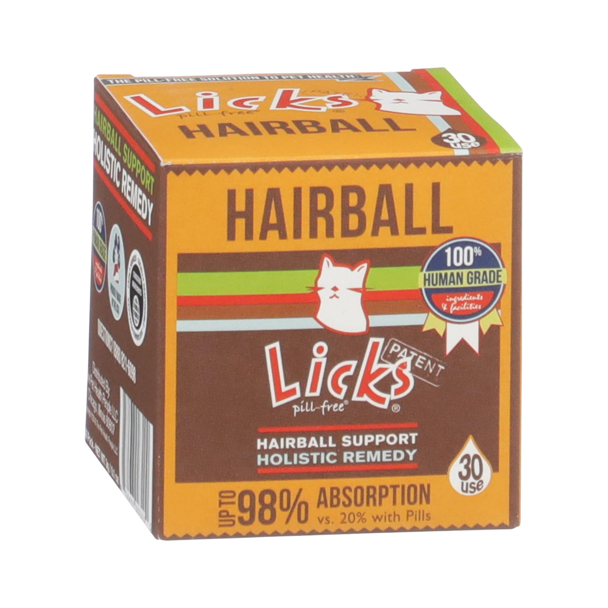 Licks Pill Free gel packets for hairball support, easy administration.