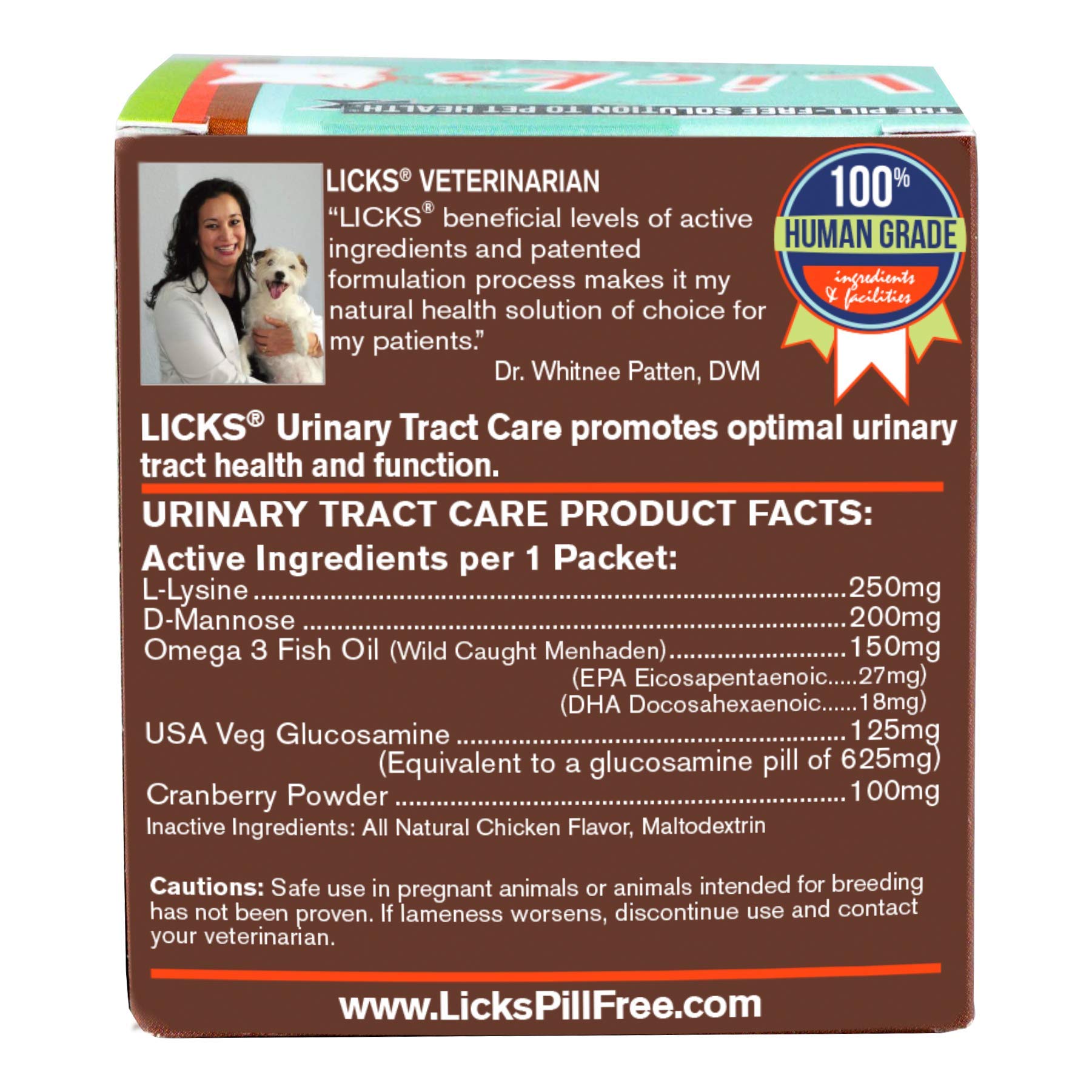 Licks Pill Free omega-3 lysine formula label on bottle