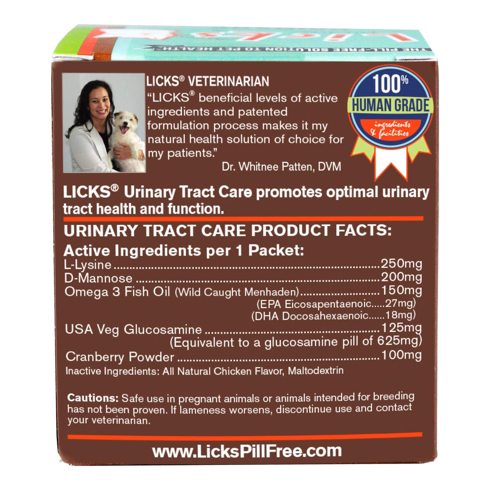 Licks Pill Free omega-3 lysine formula label on bottle
