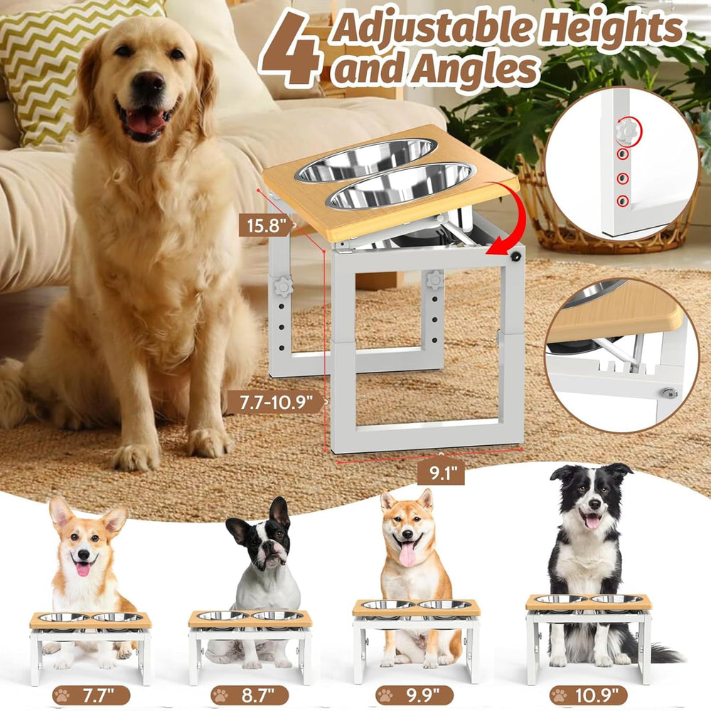 LIDTOP elevated dog bowls 4-height-angle adjustable for perfect fit and comfort.