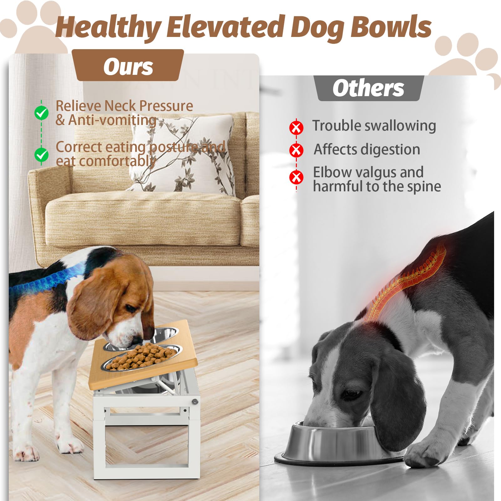 LIDTOP elevated dog bowls sturdy iron tubes provide a durable, secure frame.