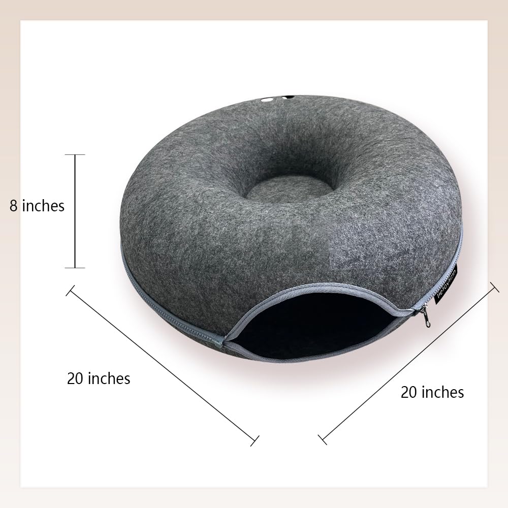 liefoytimn Tunnel Nest dark-gray closeup shows durable felt and odor resistance