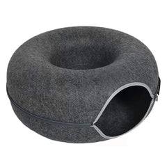 liefoytimn Tunnel Nest front view dark gray shows cozy donut bed for naps