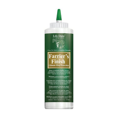 Life Data Farrier's Finish label close-up shows hoof conditioning for regular care