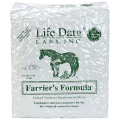 Life Data LABS Farrier's Formula refill bag shows hoof nutrition for stronger growth and coat shine.