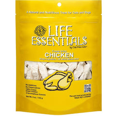 LIFE ESSENTIALS BY CAT-MAN-DOO freeze-dried chicken bag open, ready-to-serve grain-free treats