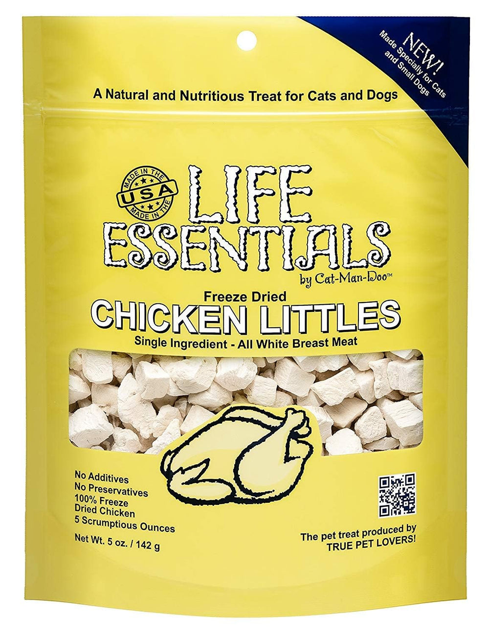 LIFE ESSENTIALS BY CAT-MAN-DOO freeze dried chicken littles treat pieces are ideal for training rewards.