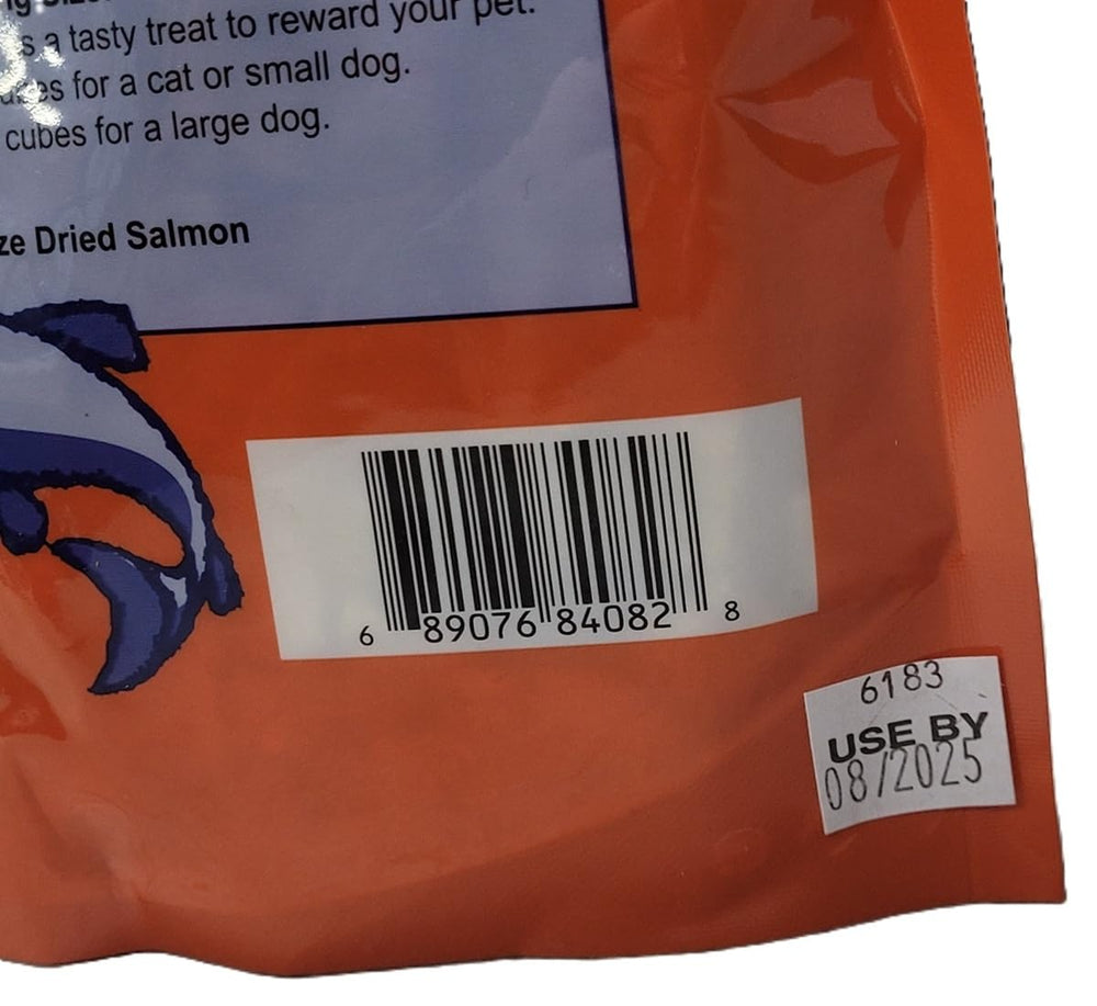 LIFE ESSENTIALS BY CAT-MAN-DOO salmon treats highlight single-ingredient nutrition for dogs and cats.