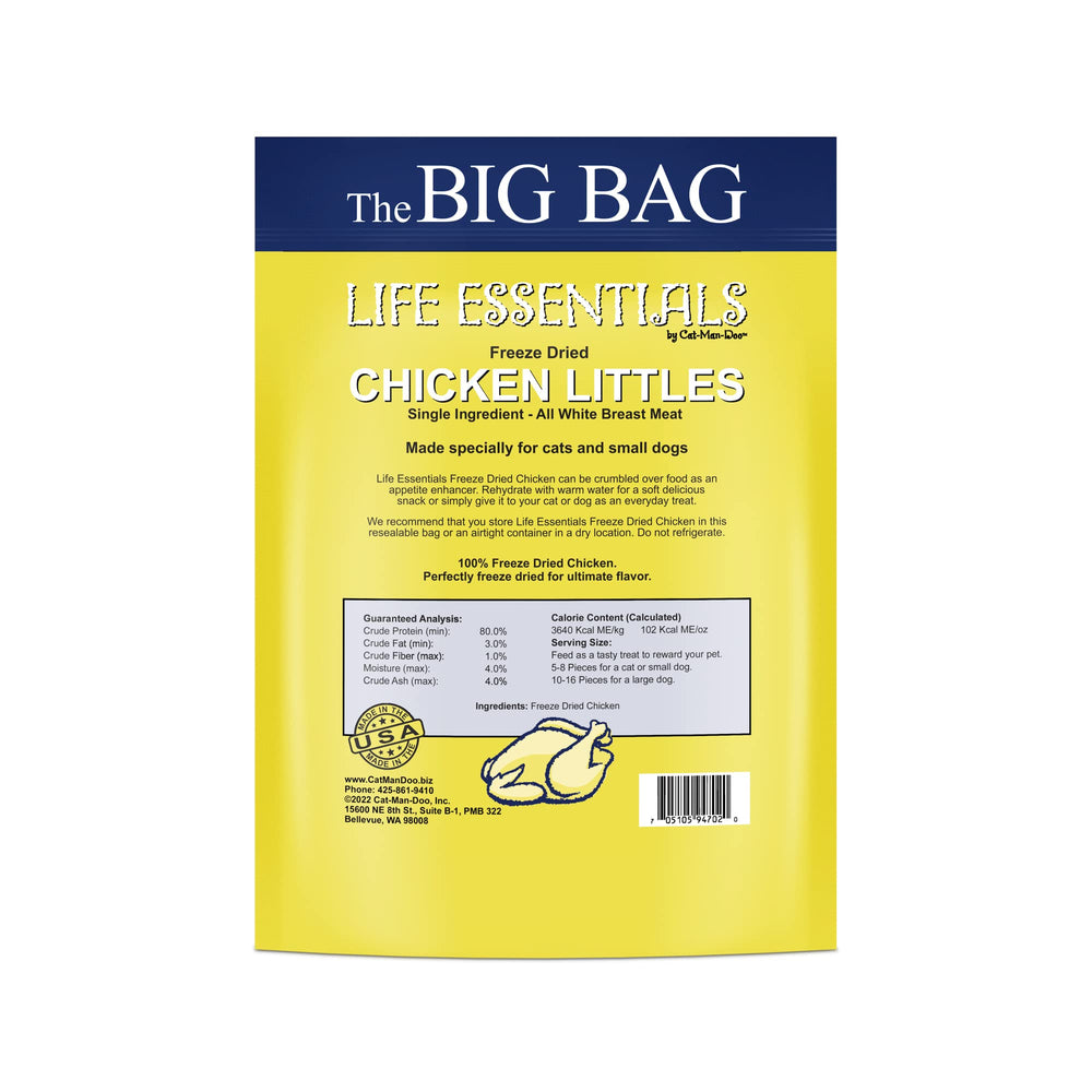 Life Essentials freeze dried chicken bites closeup—crispy texture for training rewards.