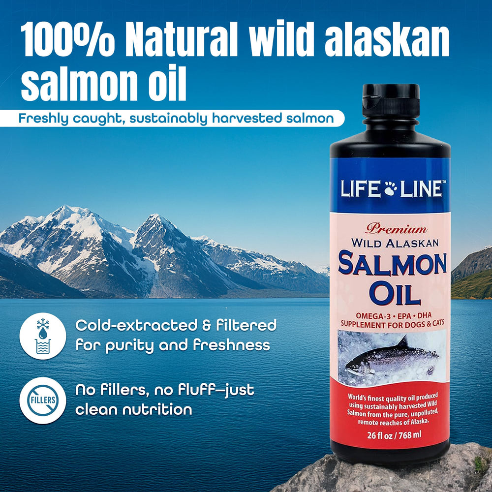 Life Line Wild Alaskan Salmon Oil dog-use demonstrates joint support and heart-friendly omega-3 benefits.