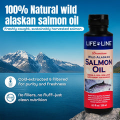 Life Line Wild Alaskan Salmon Oil drip-free dispenser ensures clean dosing.