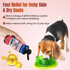 Life Line Wild Alaskan Salmon Oil pour showcases easy, mess-free dosing for pets.