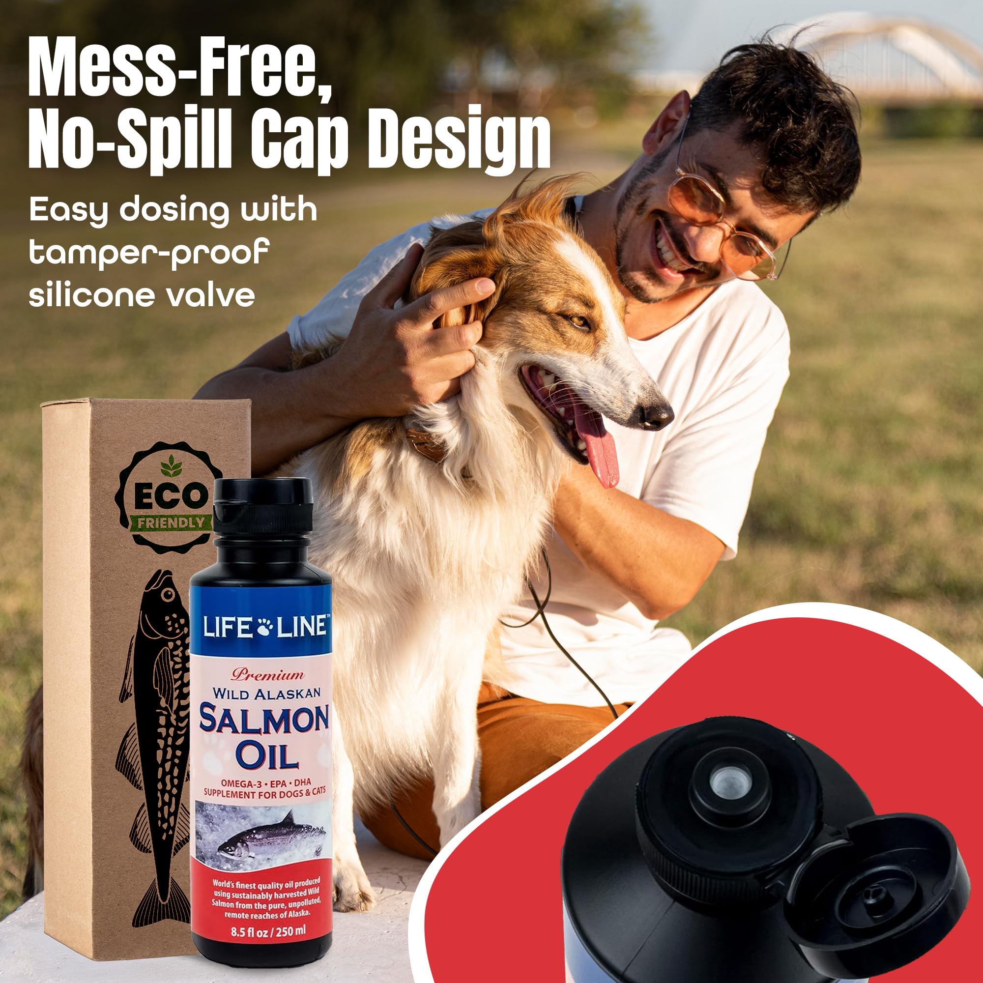 Life Line Wild Alaskan Salmon Oil highlights wild-caught purity with low odor.