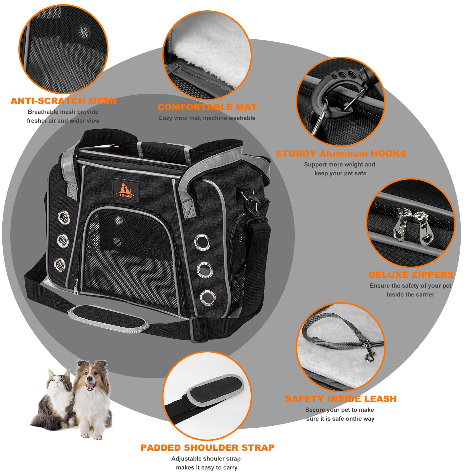 Lifeand cat carrier breathable mesh sides for improved ventilation