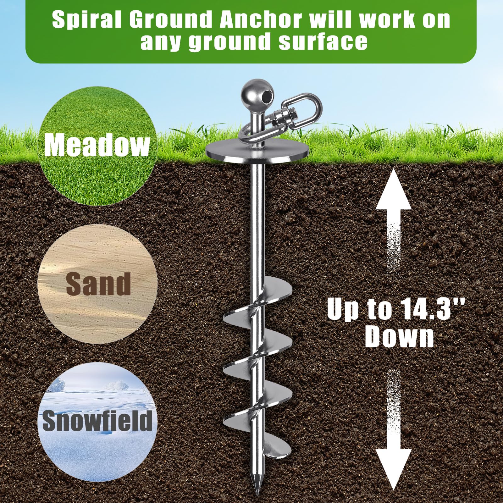 Lifeswell dog stake versatile for yard, camping, and beach use.
