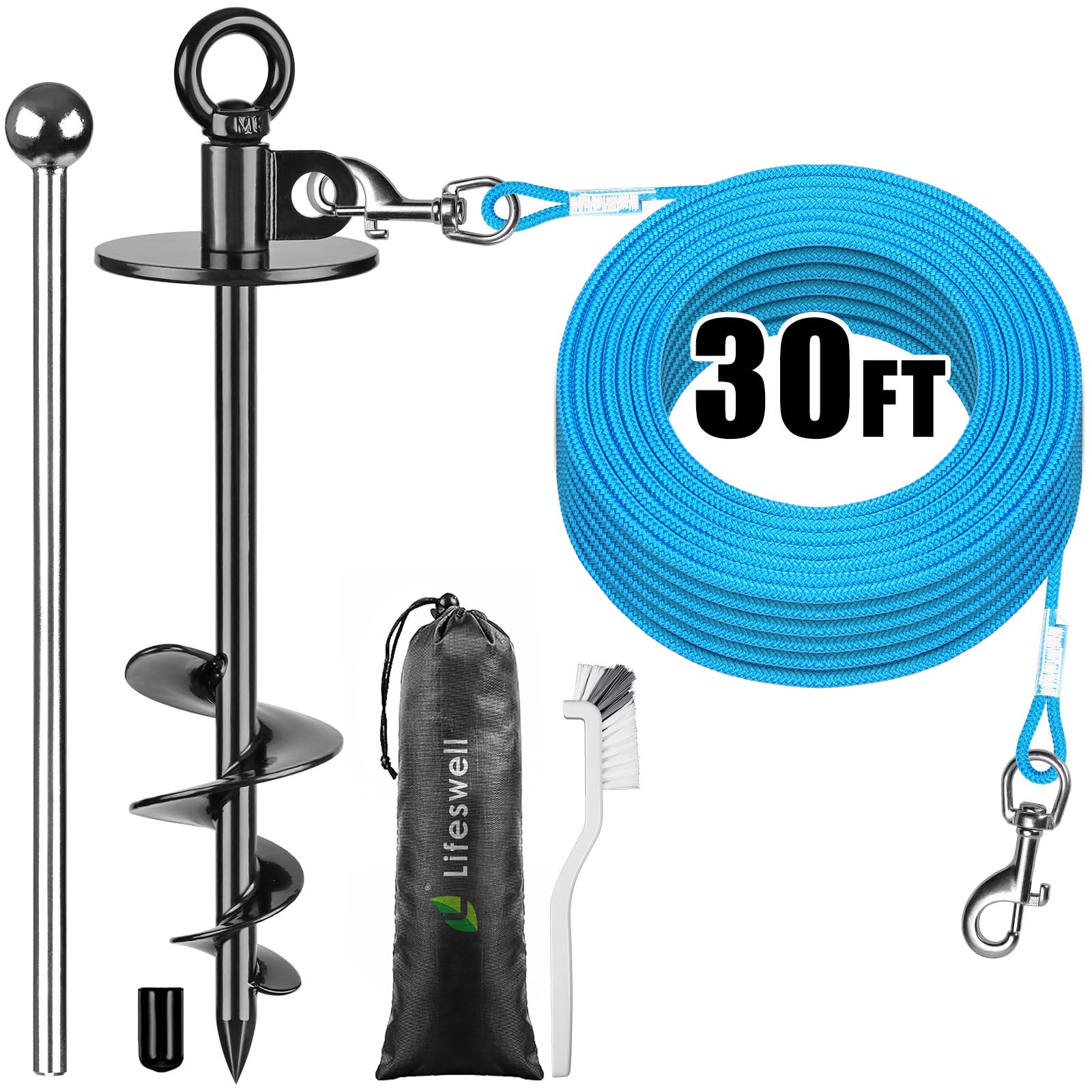 Lifeswell dog tie-out cable 30ft extended for safe yard exploration