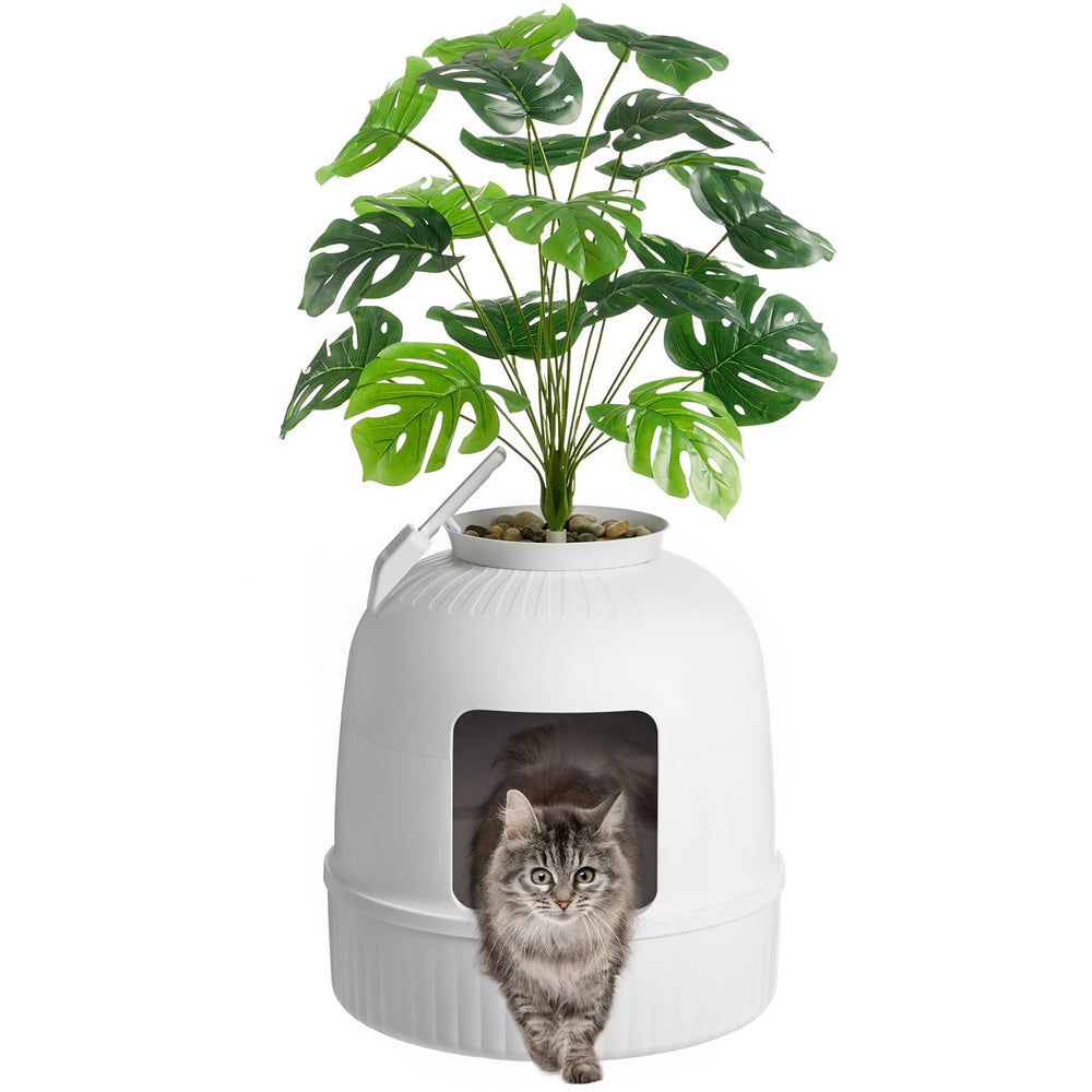 Lifewit hidden litter box front view showing flower-pot disguise for discreet pet care.