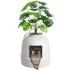 Lifewit hidden litter box front view showing flower-pot disguise for discreet pet care.