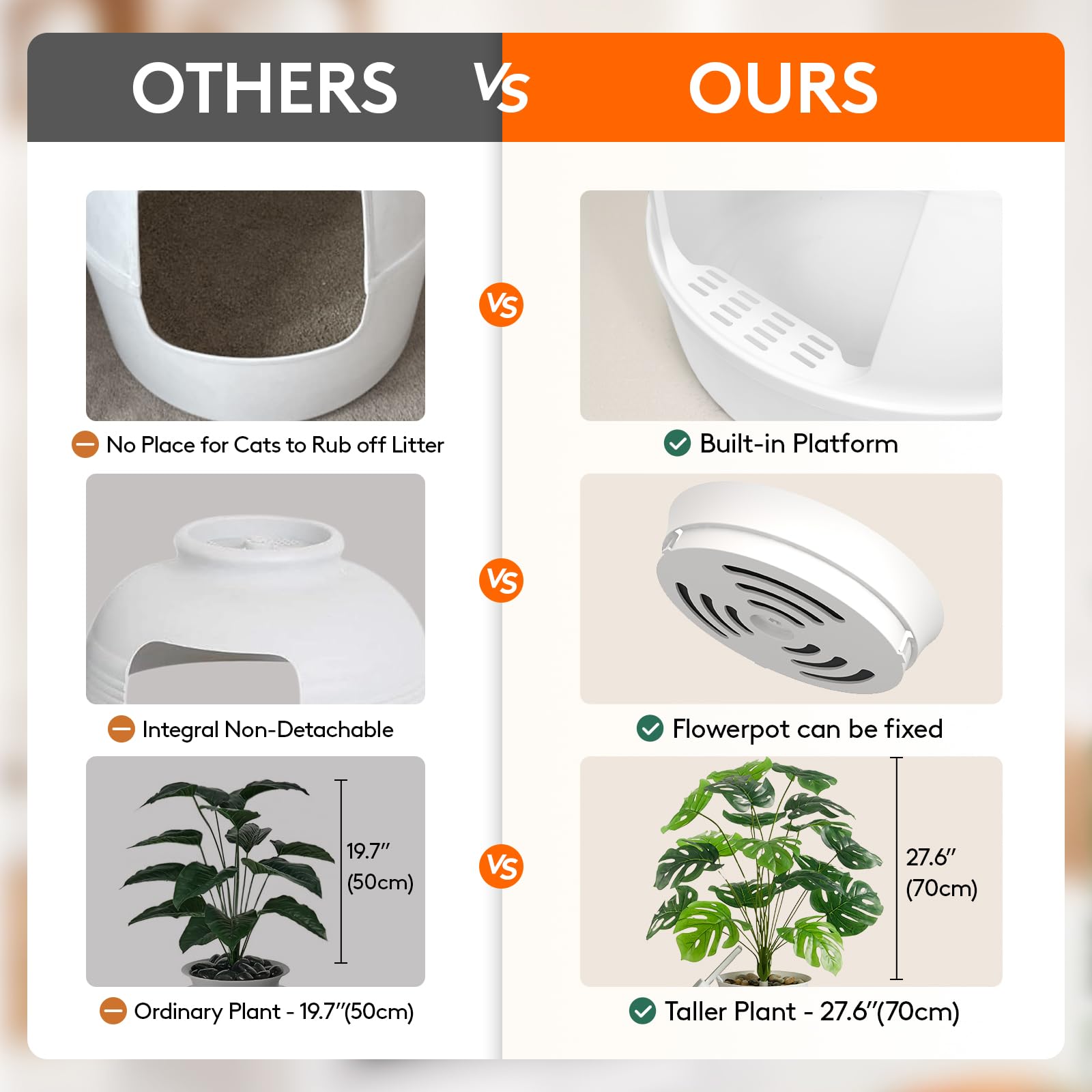 Lifewit hidden litter box with 18-leaf plant detail for elegant concealment.