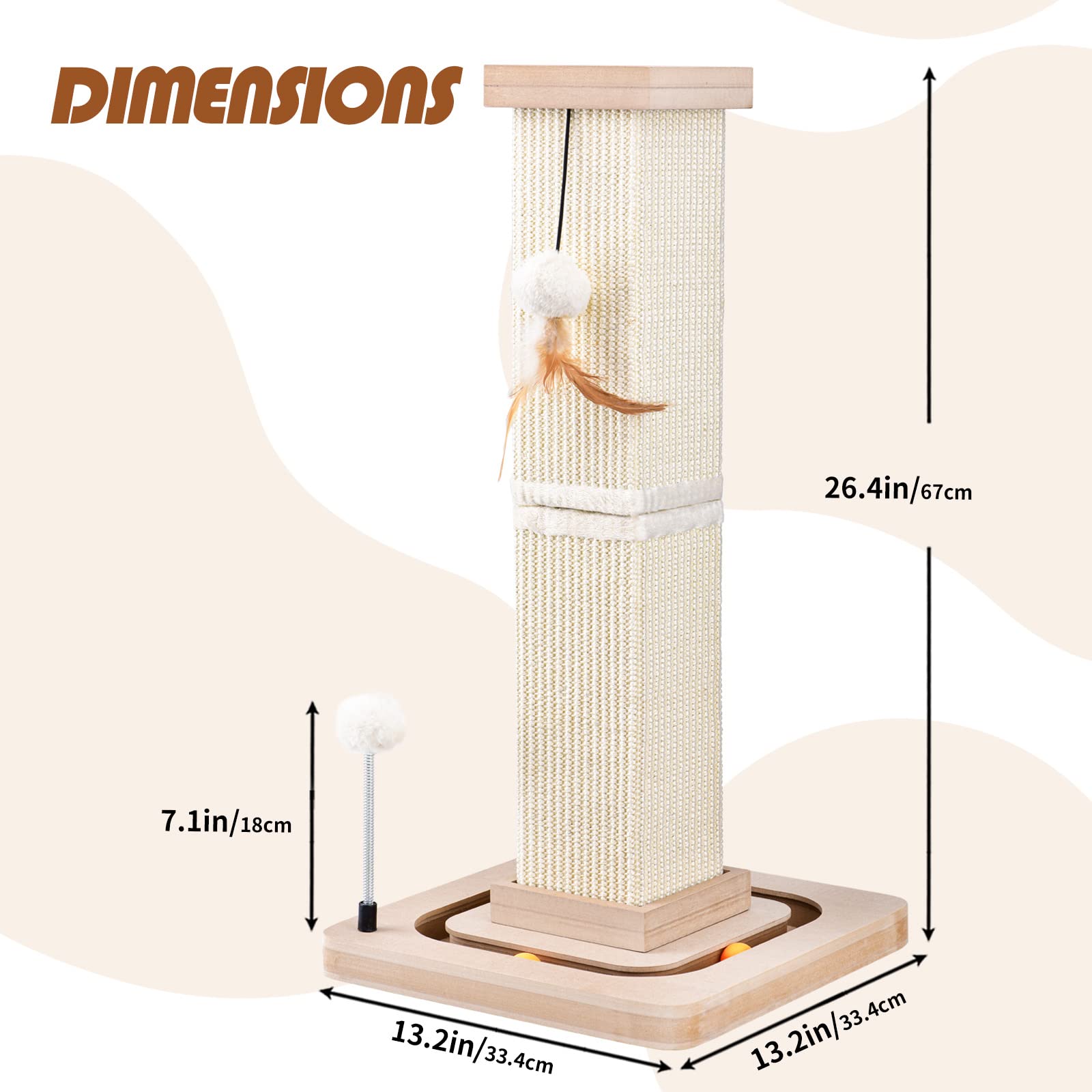 LIFLIX 27 cat scratching post height 67cm for full body stretch and exercise
