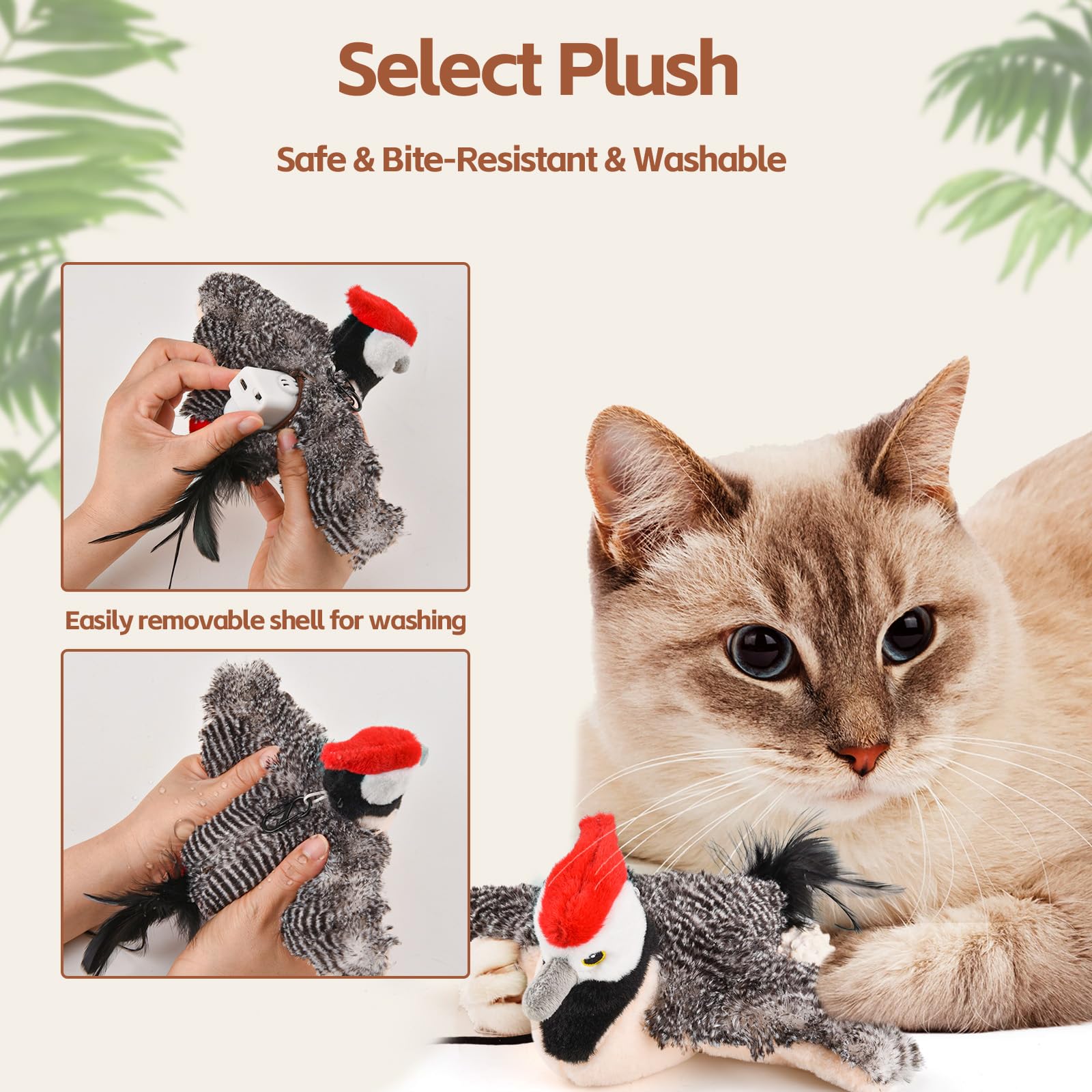 LIFLIX brown sparrow hanging toy encourages exercise from cat trees and door handles
