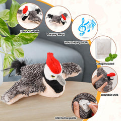 LIFLIX catnip bird toy reveals internal catnip pouch to boost curiosity and activity