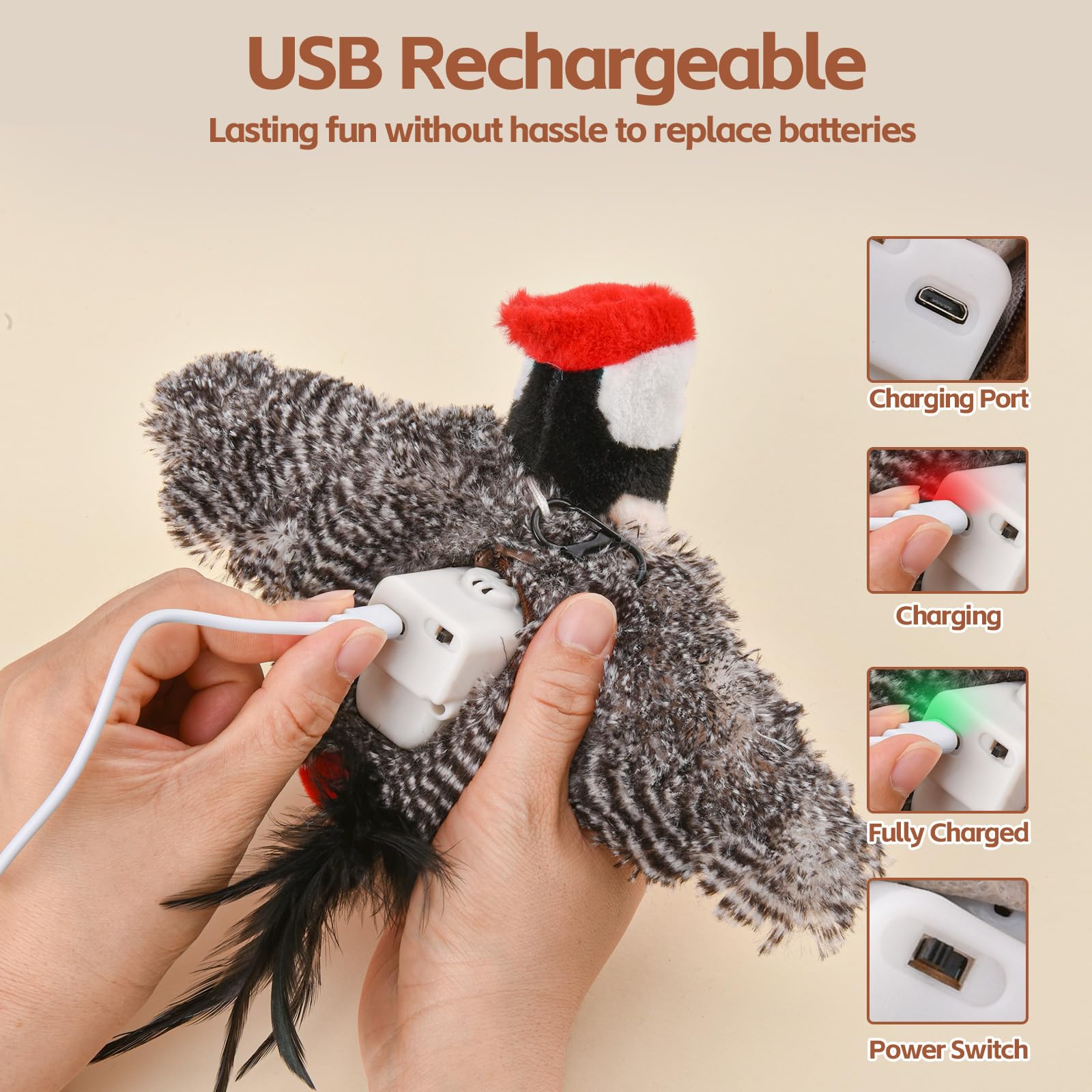 LIFLIX Flappy Bird cat toy includes replacement catnip pack for extended fun