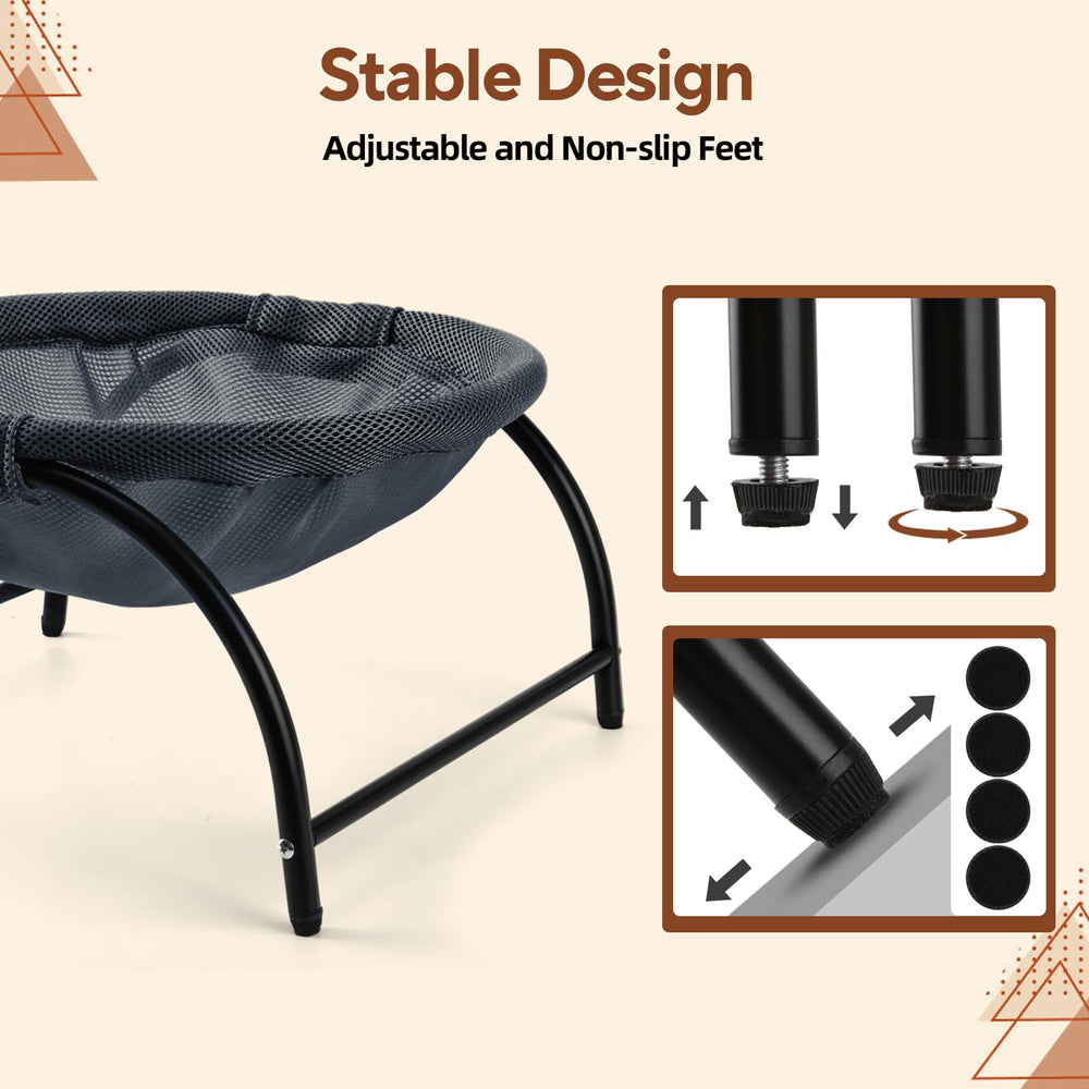 LIFLIX Raised Cat Hammock Bed anti-slip feet prevent sliding on smooth floors.