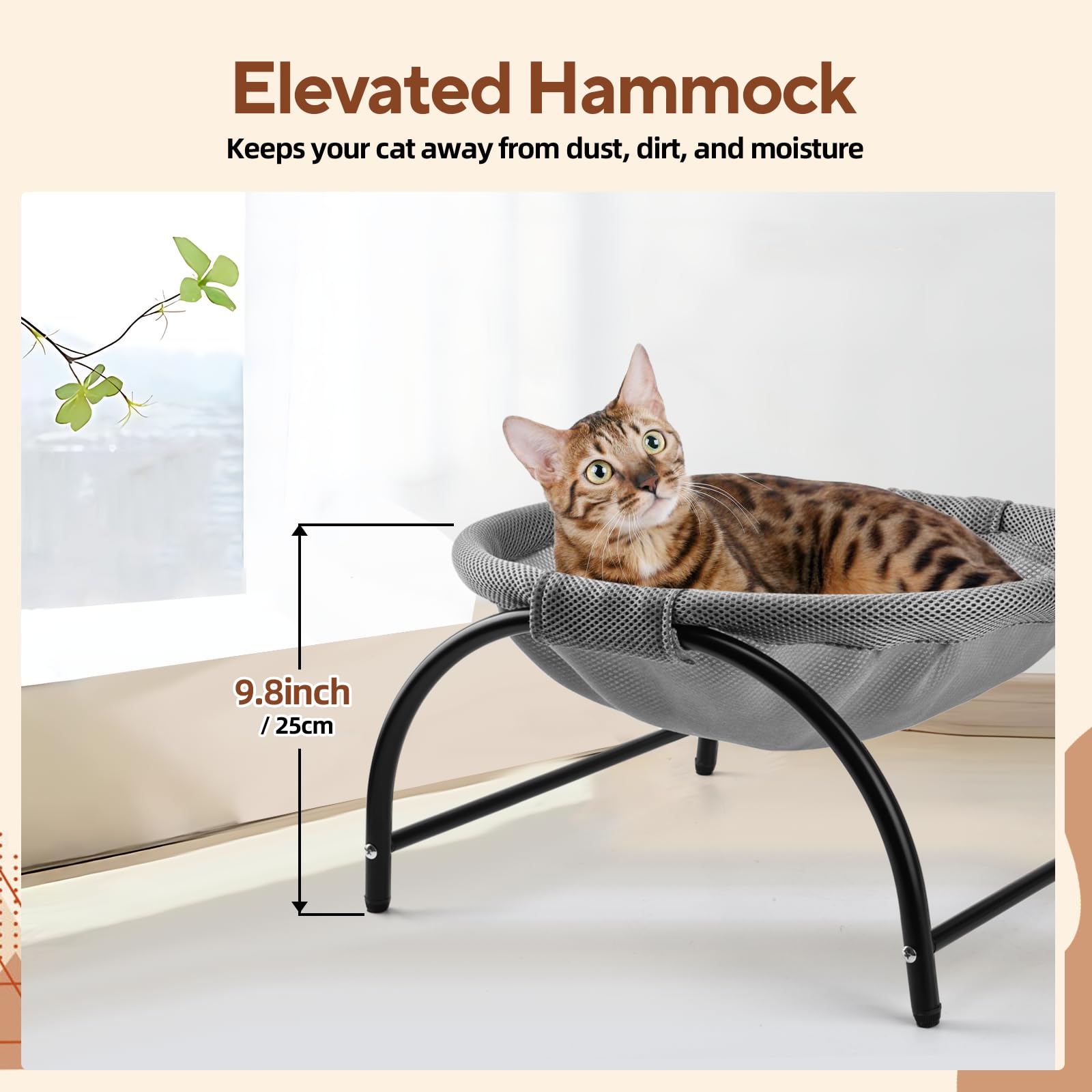 LIFLIX raised cat hammock bed breathable-mesh keeps cats cool and comfy