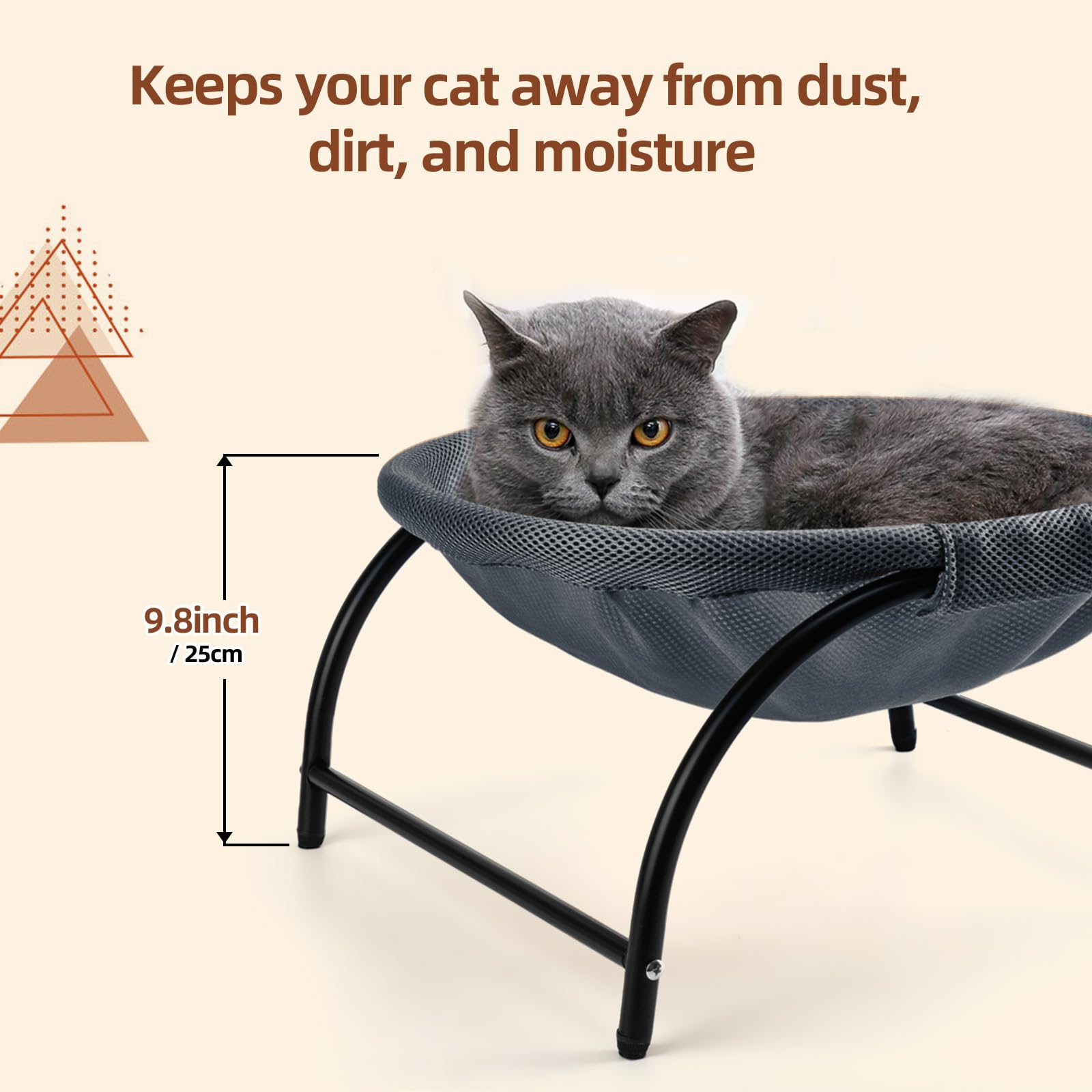 LIFLIX Raised Cat Hammock Bed breathable mesh keeps pets cool and comfortable.