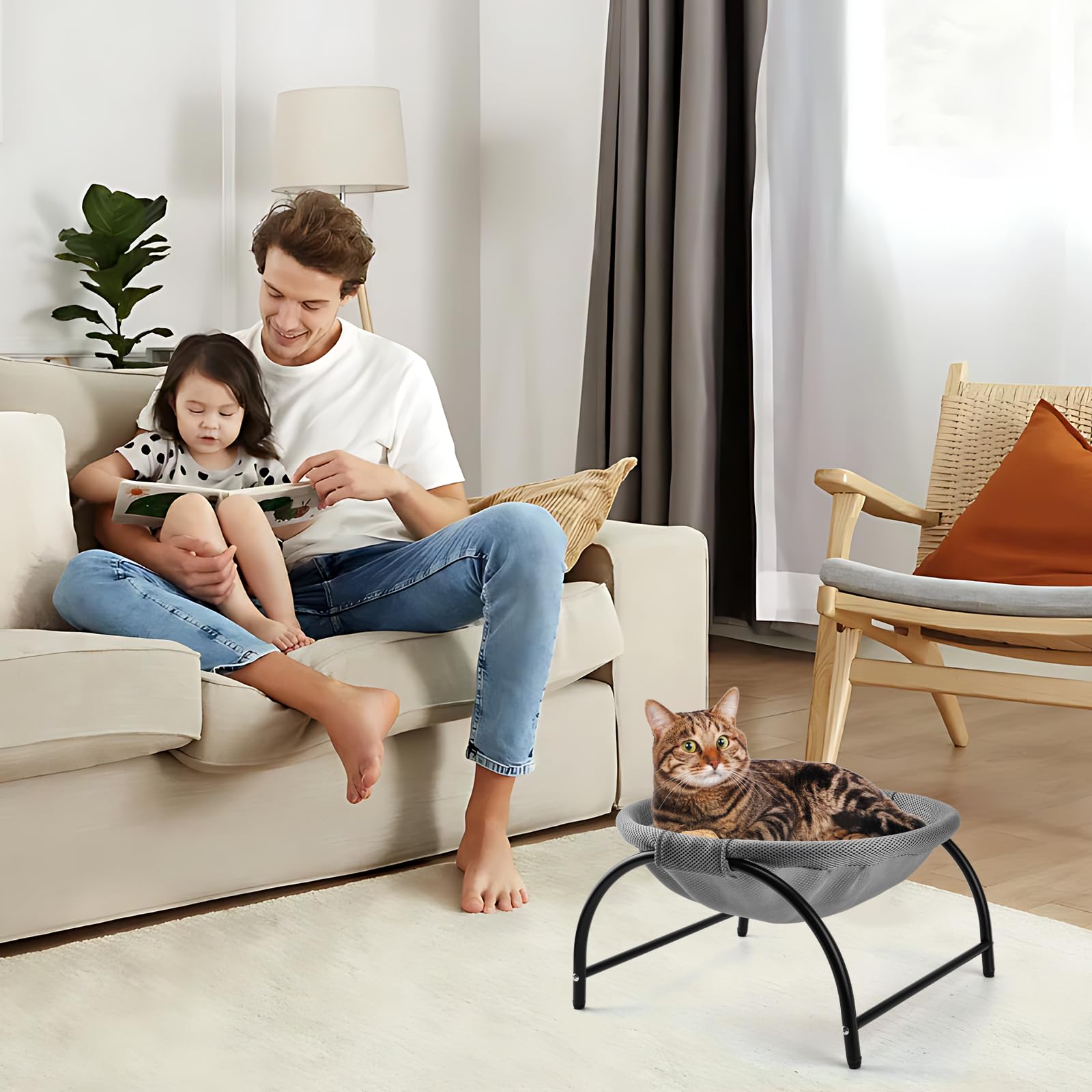 LIFLIX raised cat hammock bed in-use offers a cozy retreat for kittens