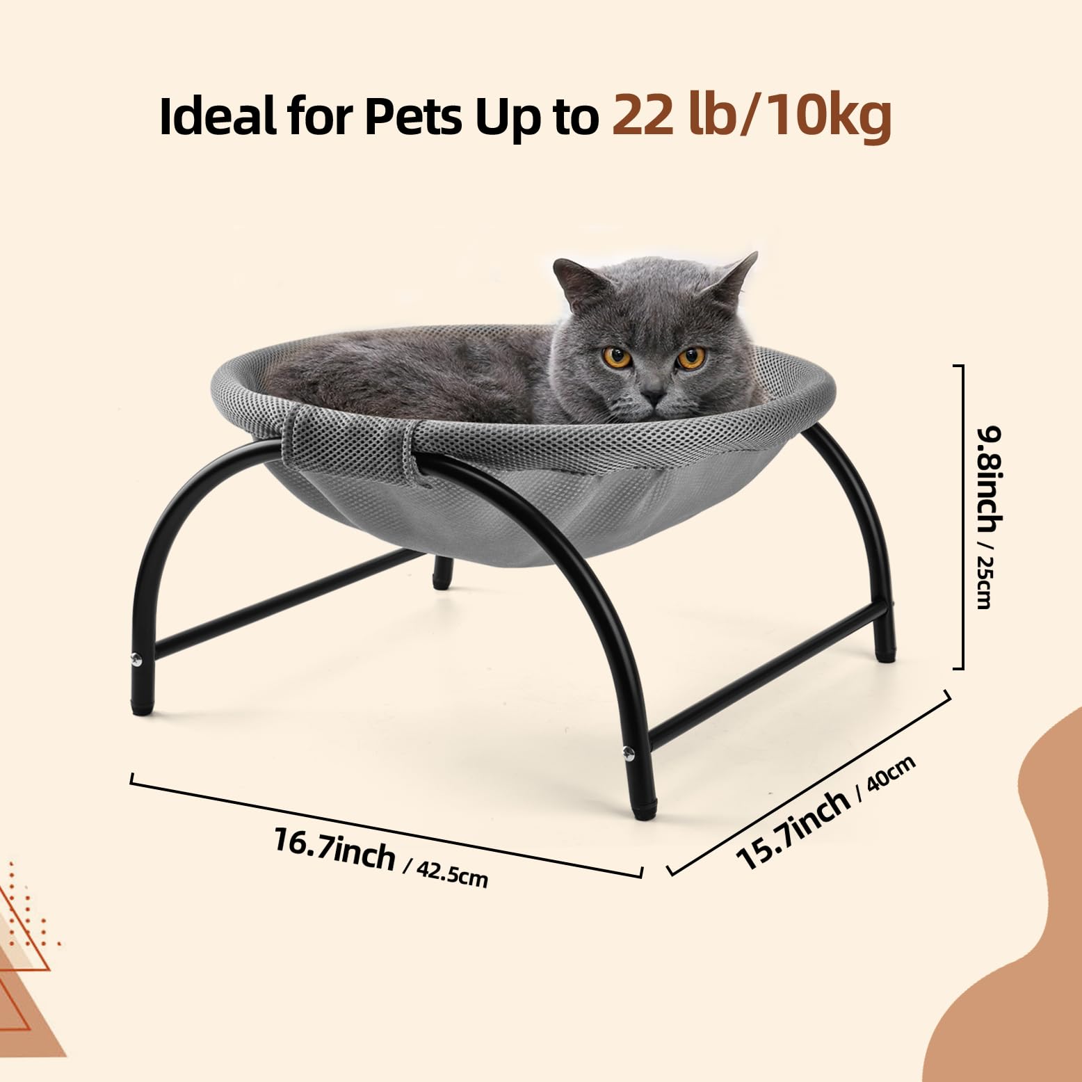LIFLIX raised cat hammock bed stable-legs ensure steady lounging on uneven floors