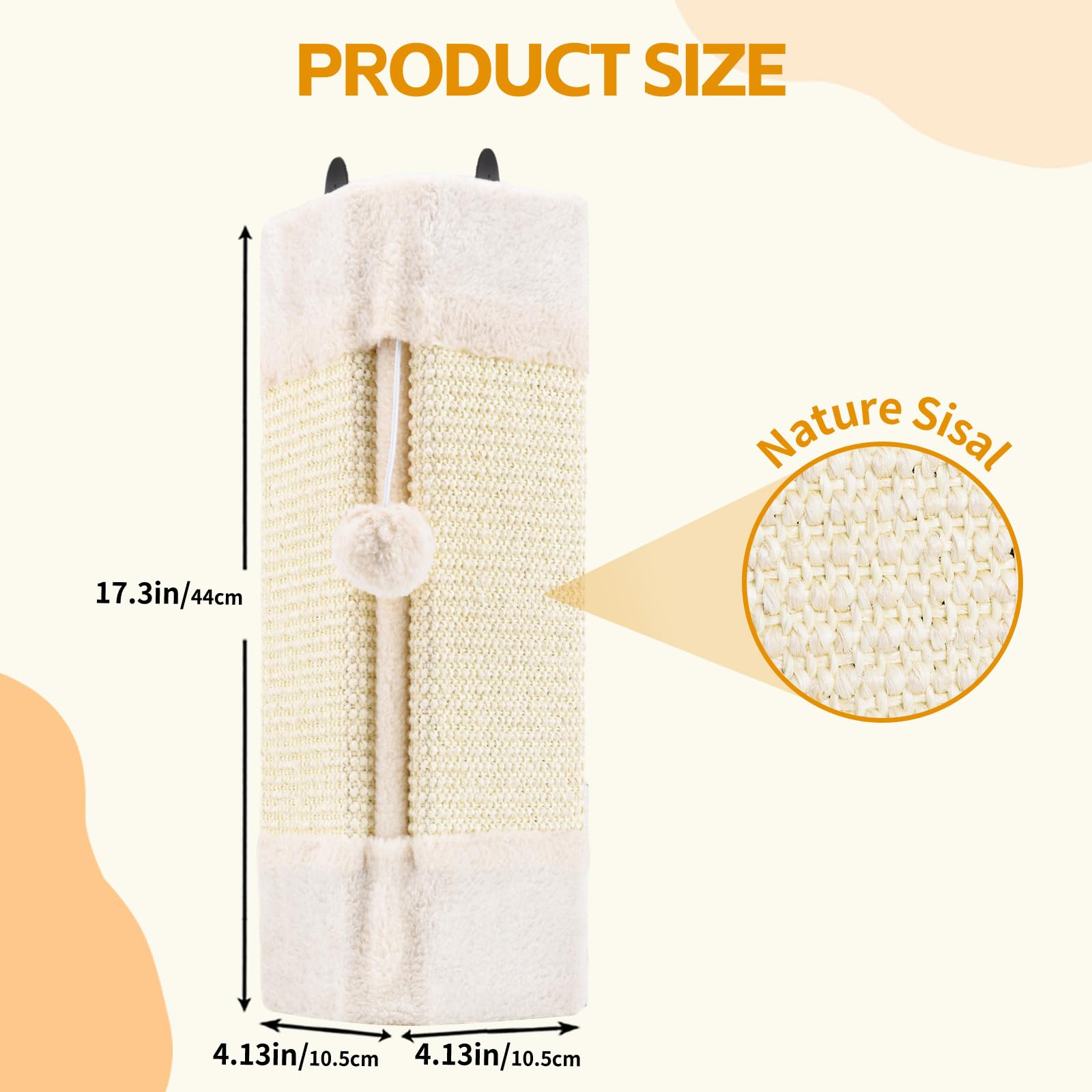 LIFLIX wall-mounted sisal scratching pad shows natural texture for satisfying scratching.