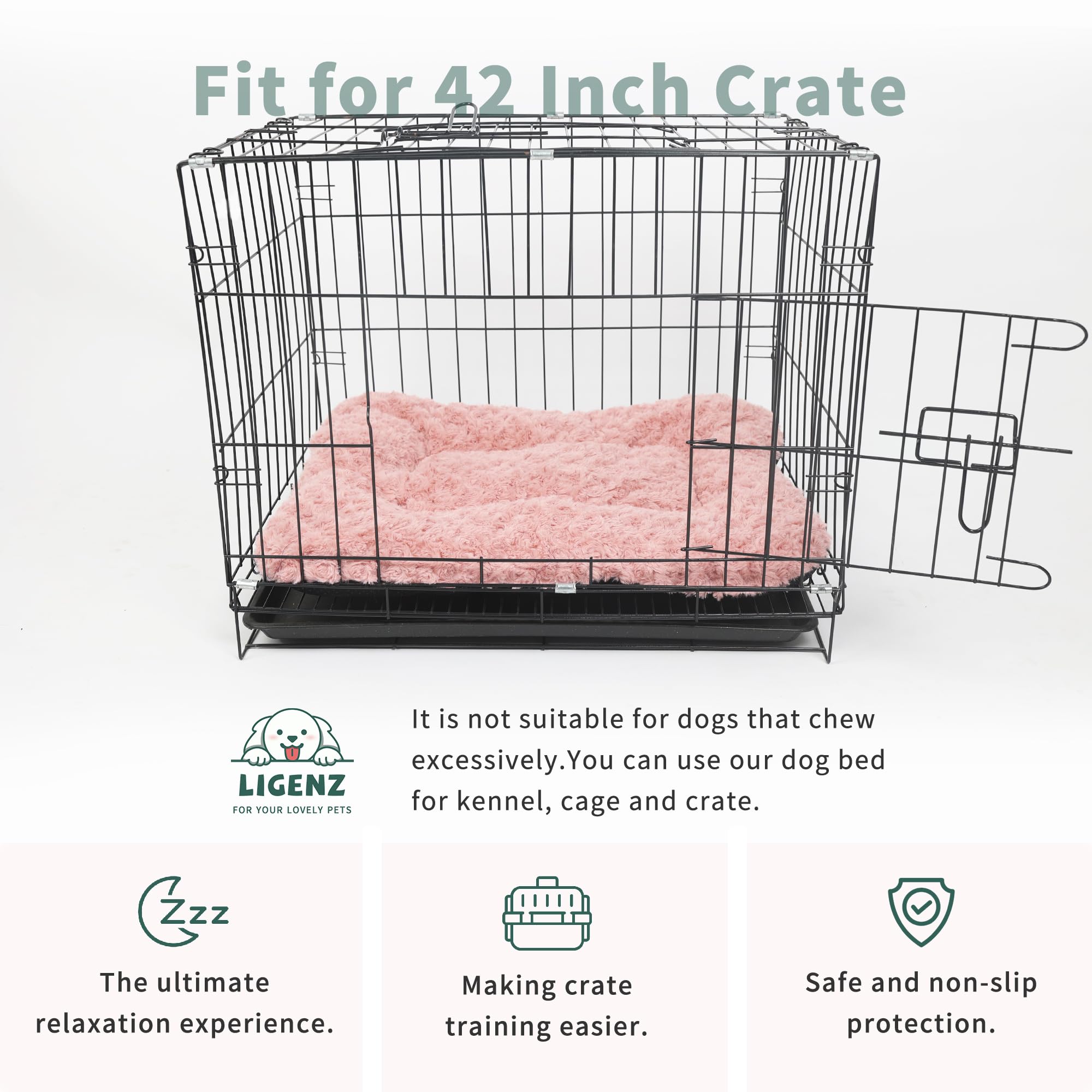 LIGENZ 42-inch pink dog bed supports dogs up to 90 lbs