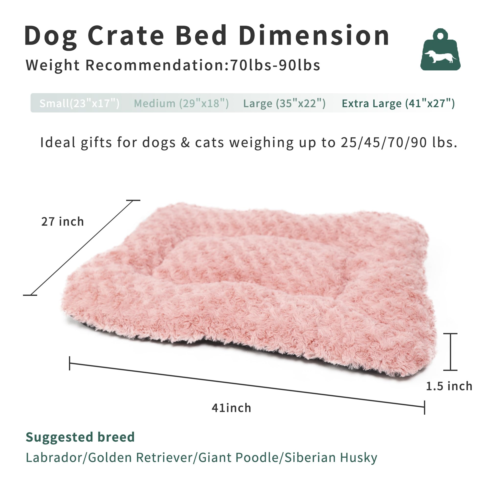 LIGENZ pink dog bed anti-slip bottom keeps crate secure
