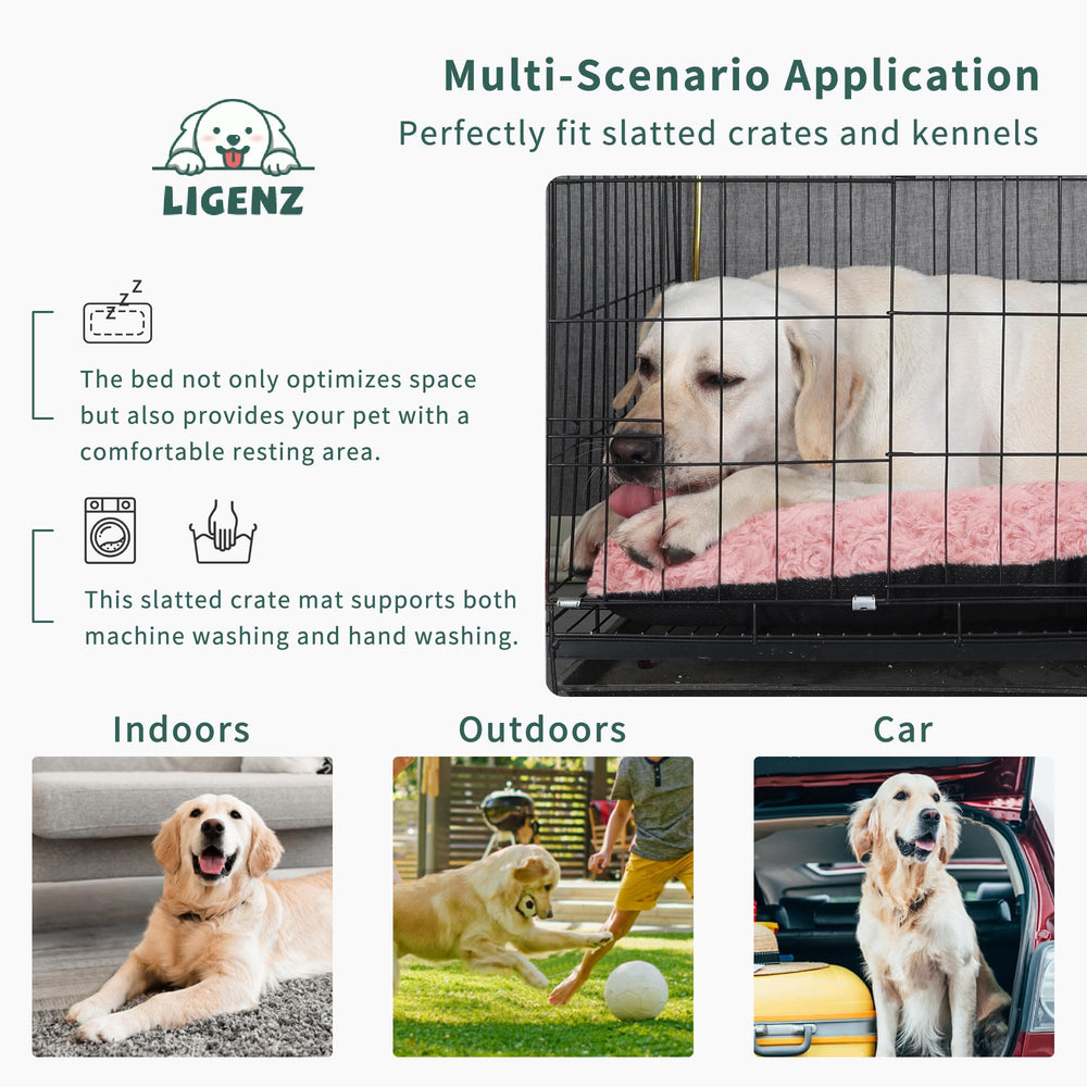 LIGENZ pink dog bed crate and travel usage in car or crate