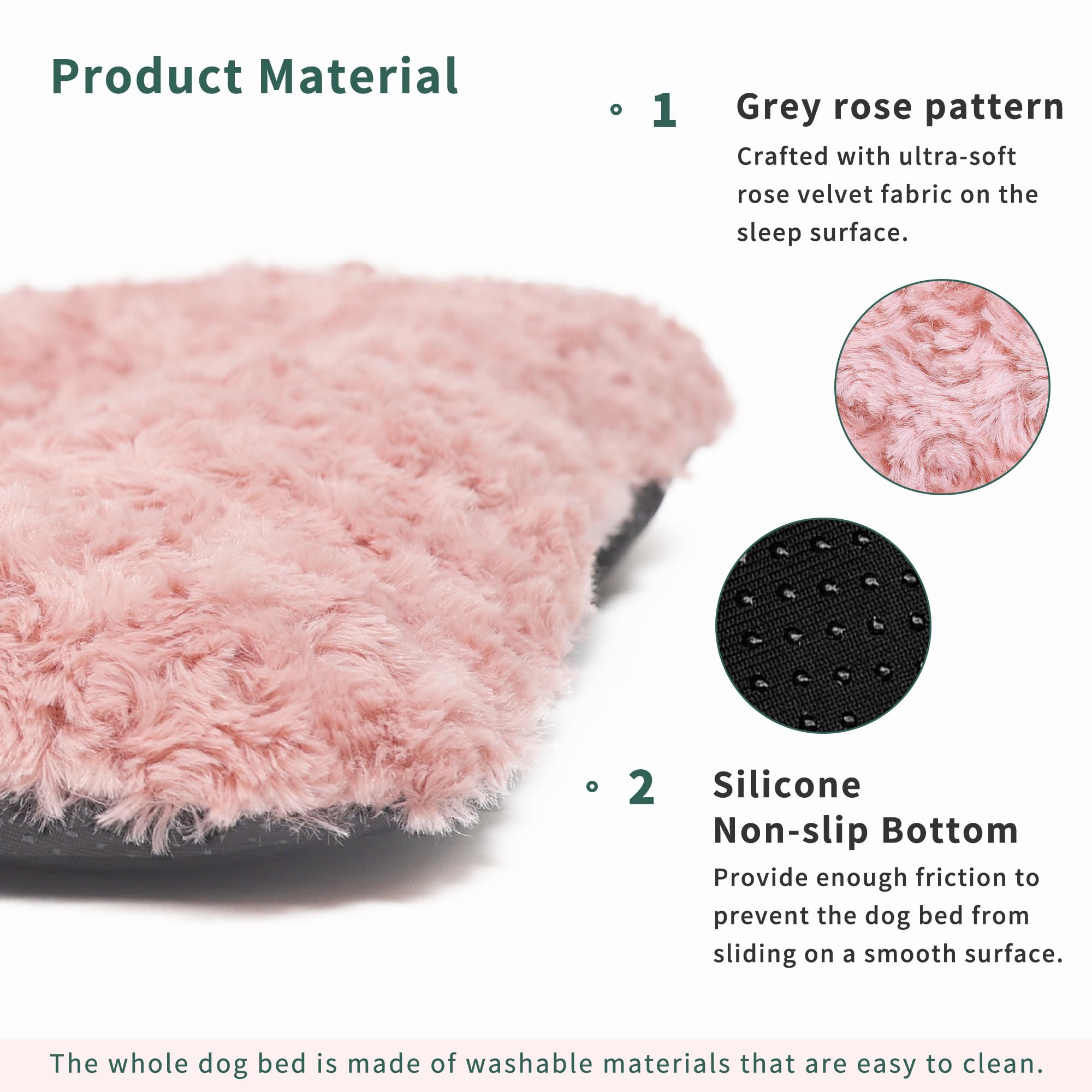LIGENZ pink dog bed rose velvet texture looks cozy