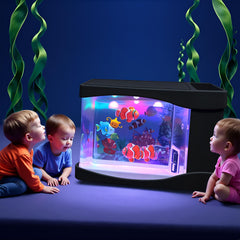 Lightahead artificial mini aquarium bubbles rising to create a soothing ambiance on desk.