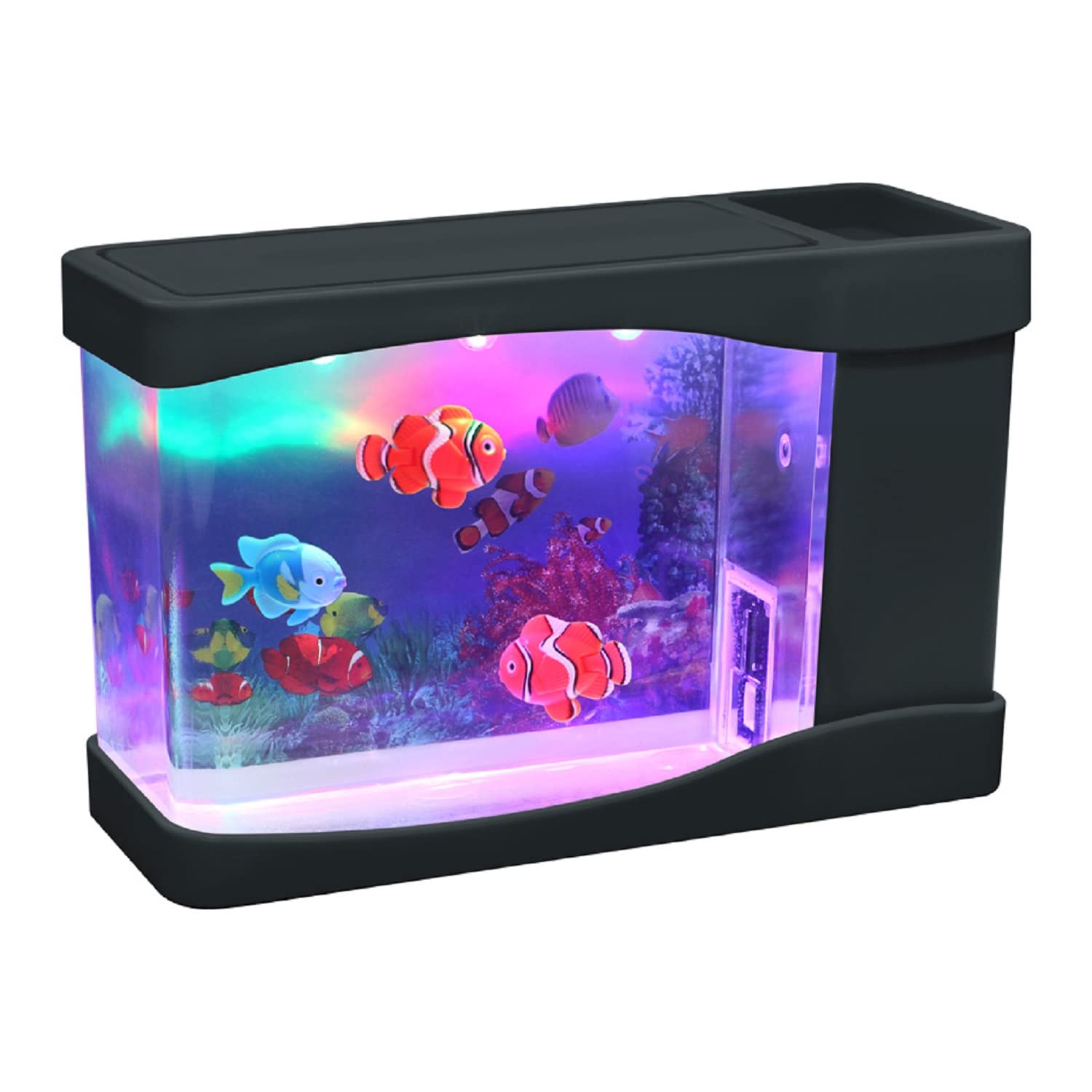 Lightahead artificial mini aquarium with colorful LED fish and bubbles for desktop calm.