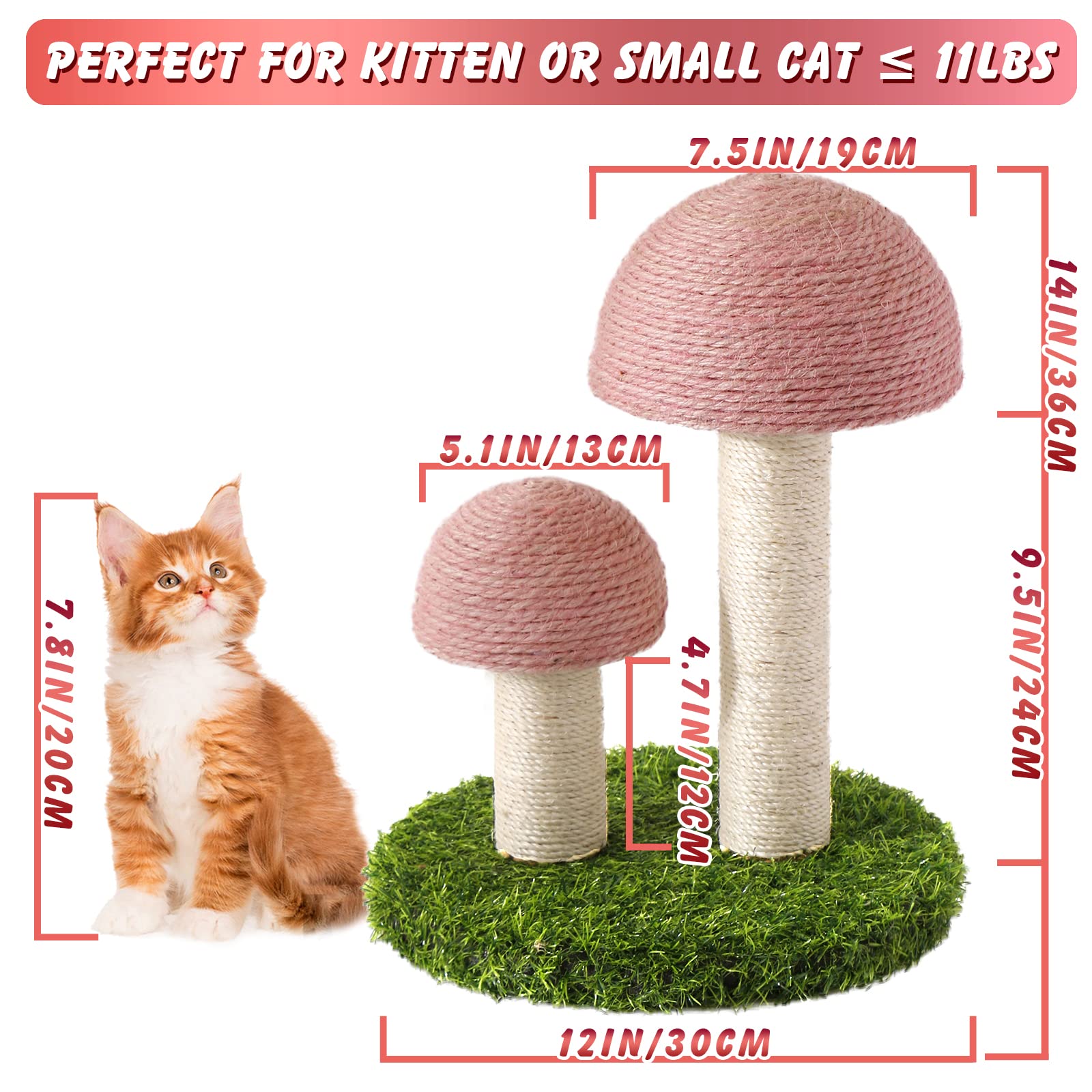 Lihaobm Pink Scratching Post is kitten-friendly and space-saving.