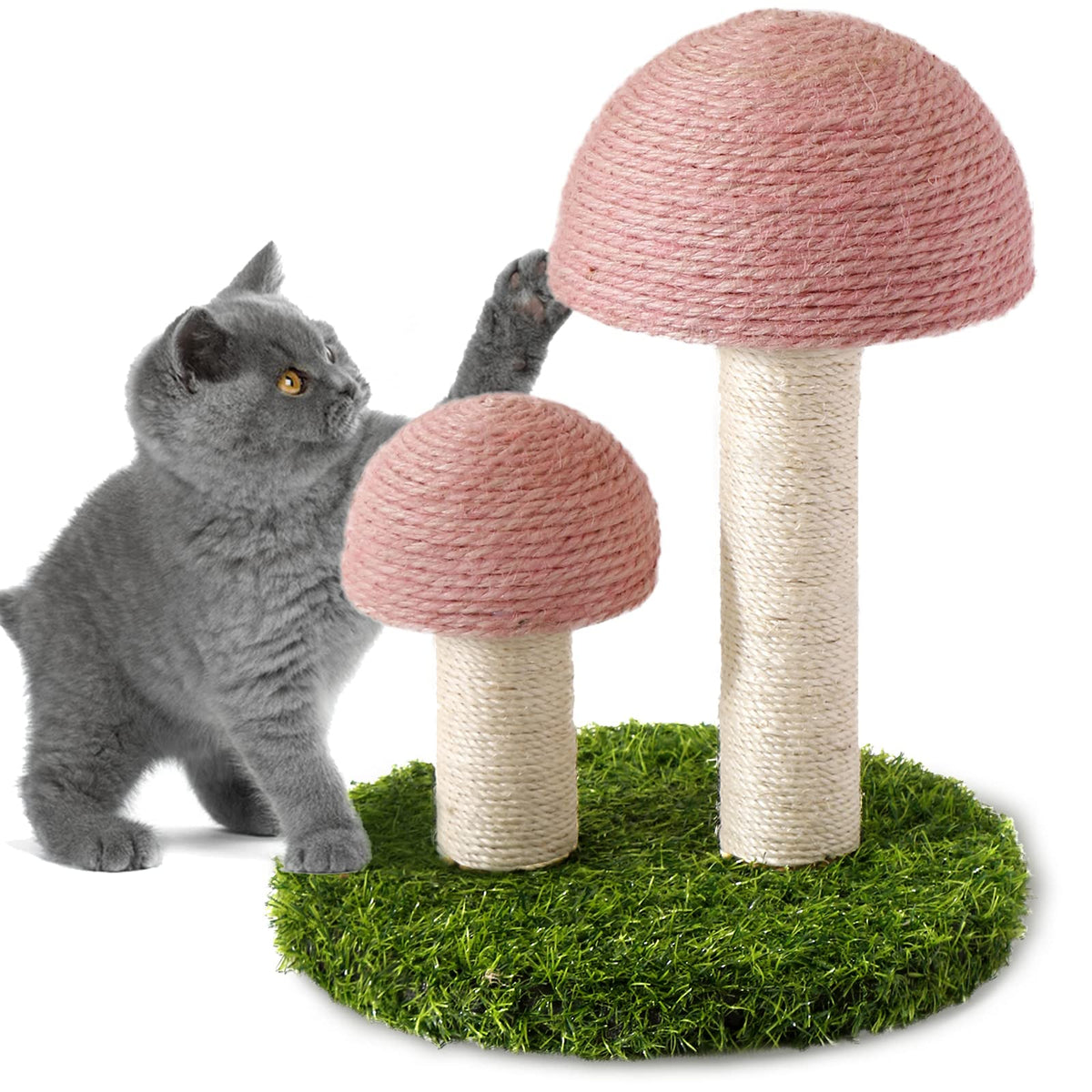Lihaobm Cat Scratching Post mushroom caps encourage natural scratching and playful exploration.